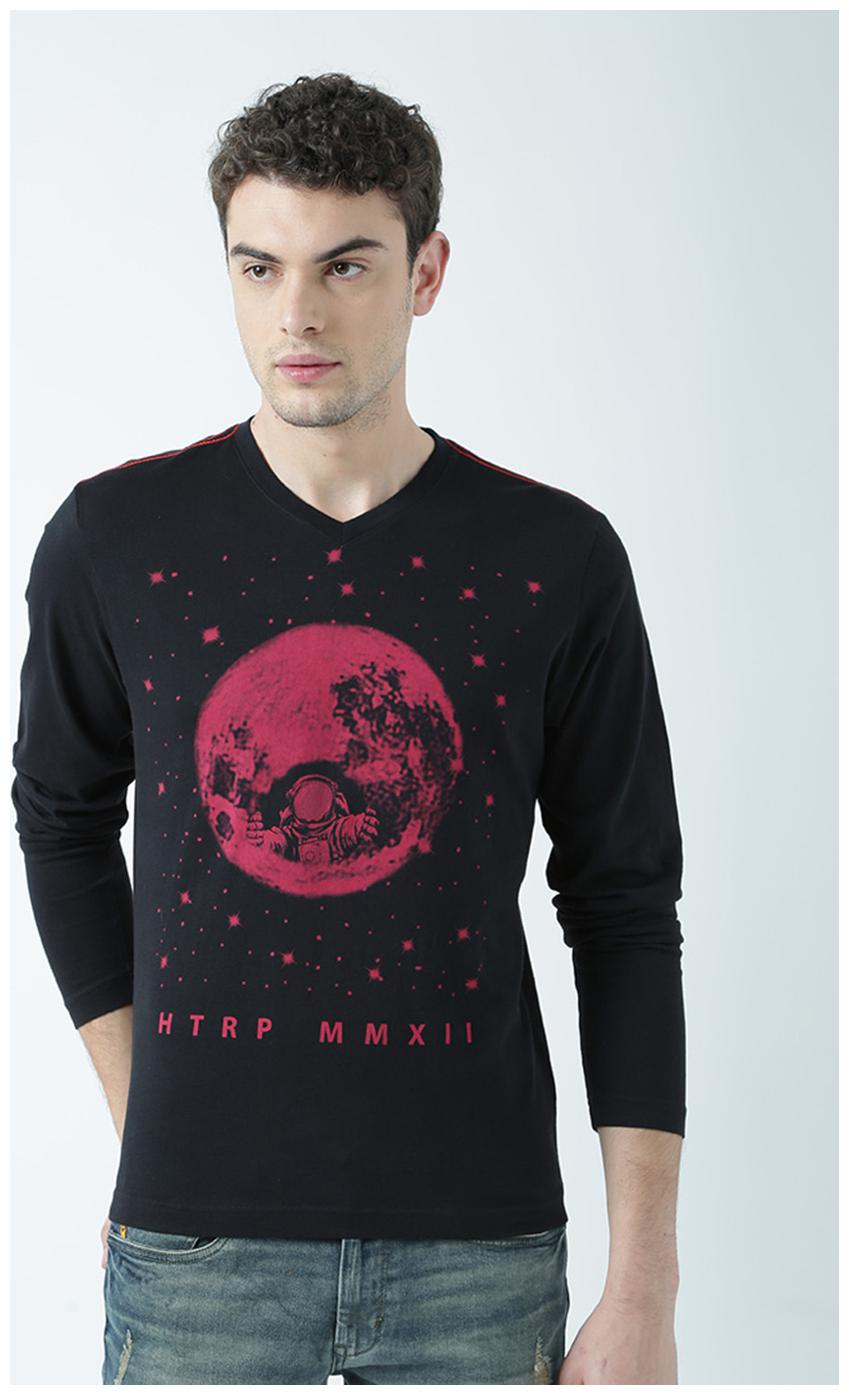 

Huetrap Men s Regular Fit Printed T-Shirt - Black
