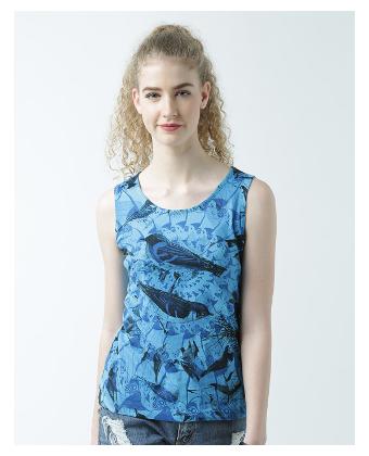 

Huetrap Women Turquoise Regular fit Round neck Cotton Tank top