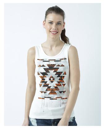 

Huetrap Women White Regular fit Round neck Linen Tank top