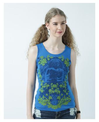 

Huetrap Women Blue Regular fit Round neck Cotton Tank top
