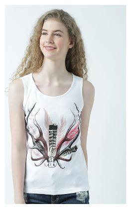 Huetrap Women White Regular fit Round neck Blended Tank top