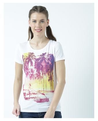 

Huetrap Women Grey Regular fit Round neck Polyester T shirt