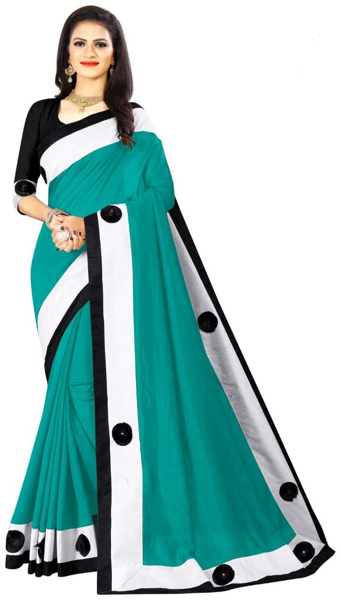 

Hutah Women Lycra Turquoise Regular Saree With Blouse