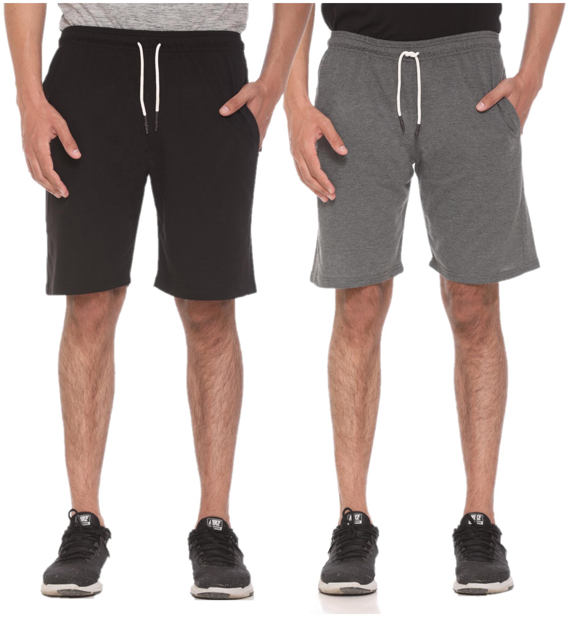 

HVBK Men Black Grey Regular Fit Regular Shorts