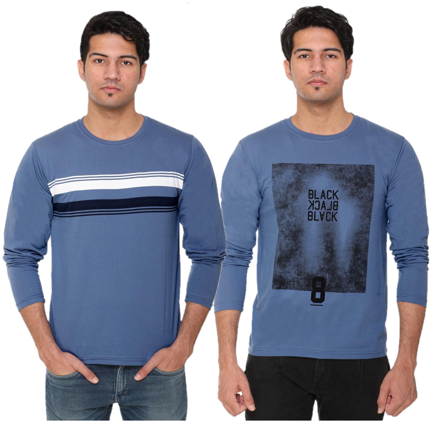 

HVBK Men Blue Regular fit Cotton Blend Round neck T-Shirt - Pack Of 2