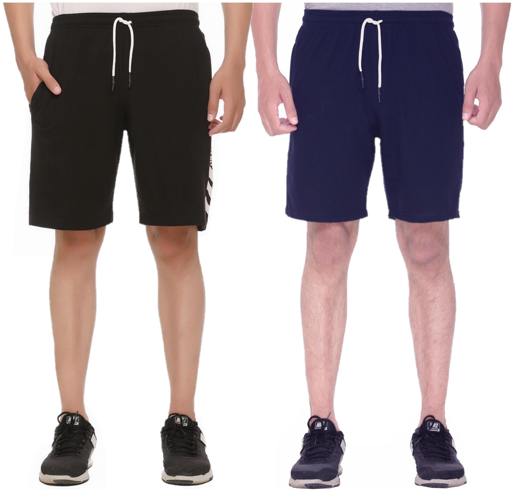 

HVBK Men Black Blue Regular Fit Regular Shorts