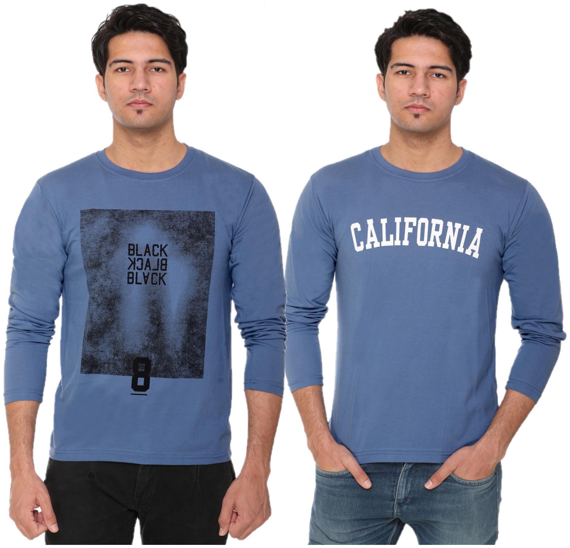 

HVBK Men Blue Regular fit Cotton Blend Round neck T-Shirt - Pack Of 2