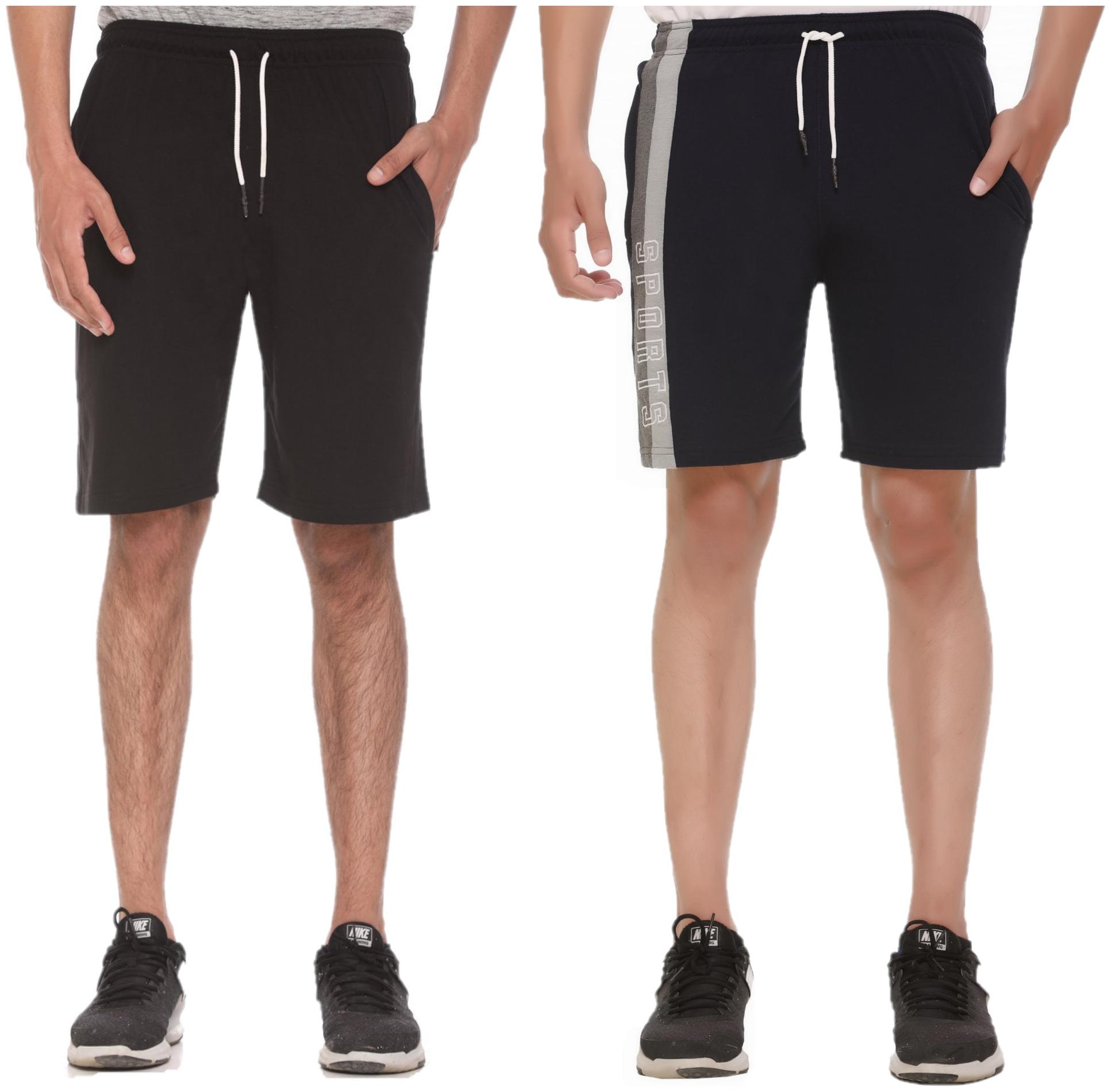 

HVBK Men Black Blue Regular Fit Regular Shorts