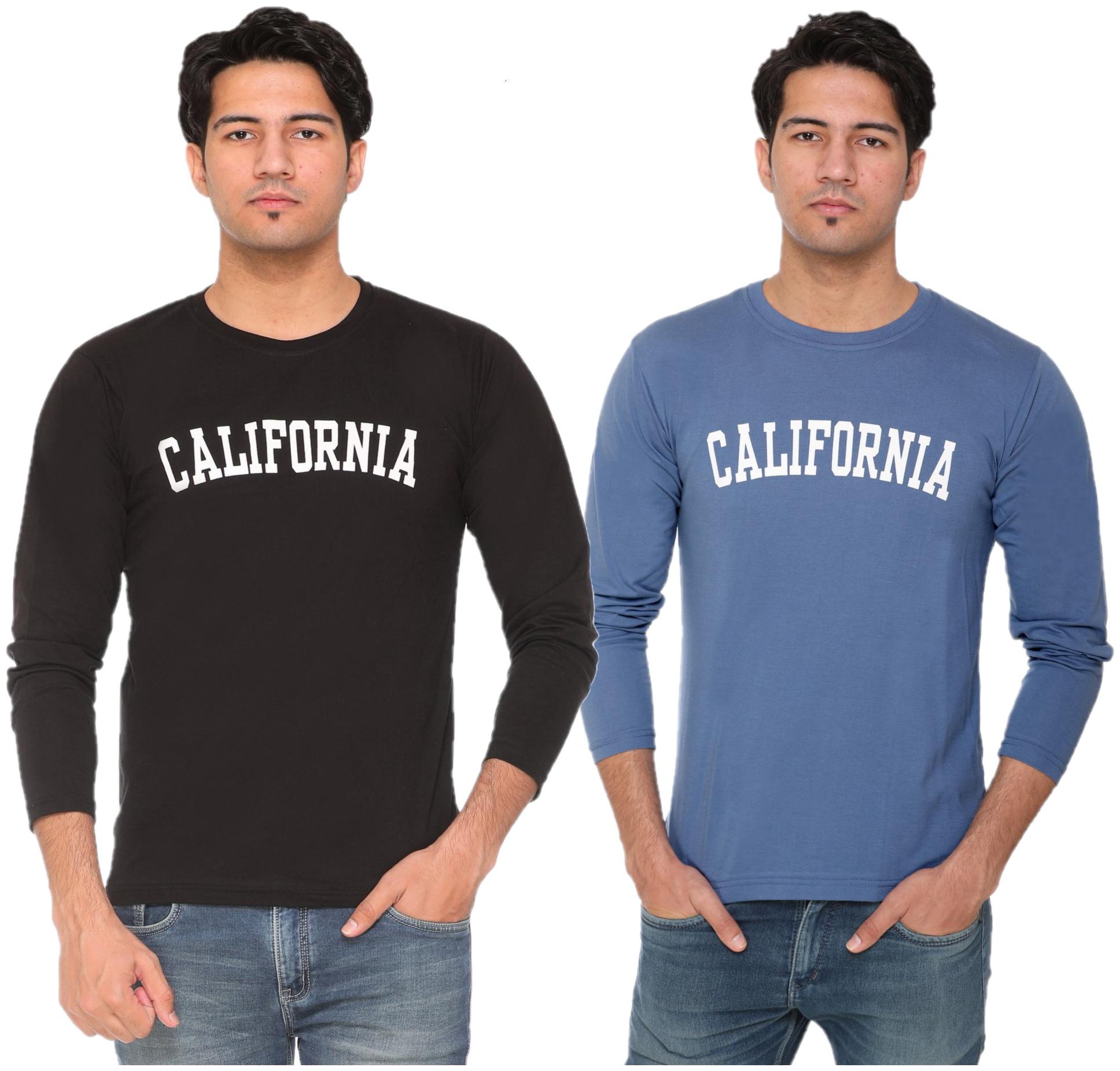 

HVBK Men Black Blue Regular fit Cotton Blend Round neck T-Shirt - Pack Of 2
