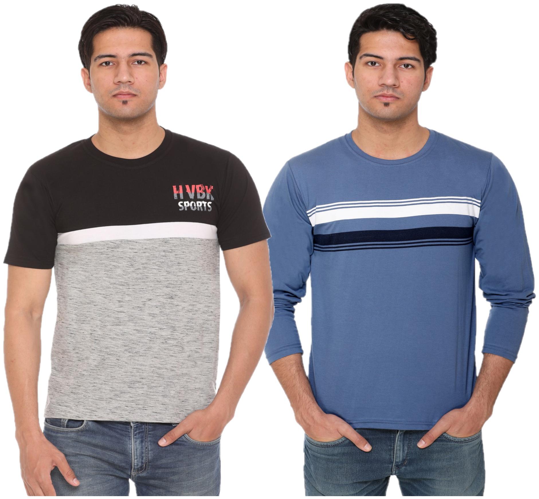 

HVBK Men Multi Regular fit Cotton Blend Round neck T-Shirt - Pack Of 2