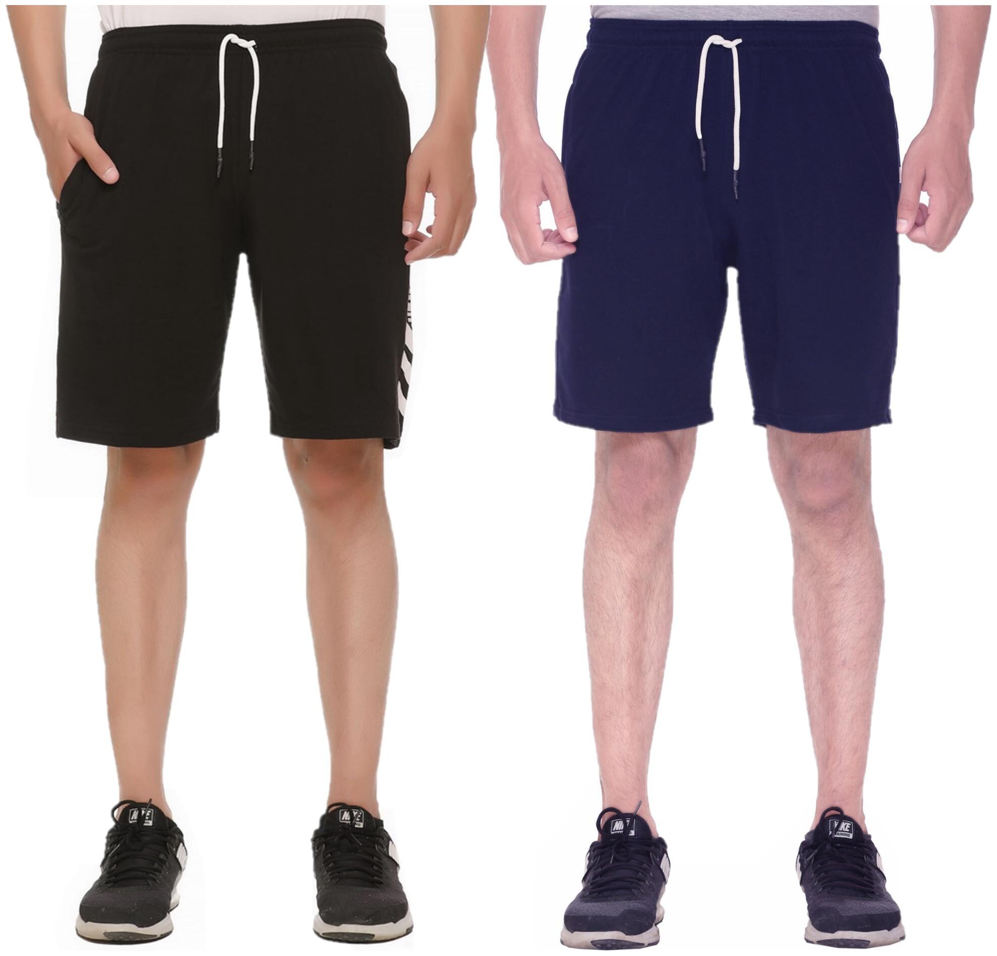 

HVBK Men Black Blue Regular Fit Regular Shorts