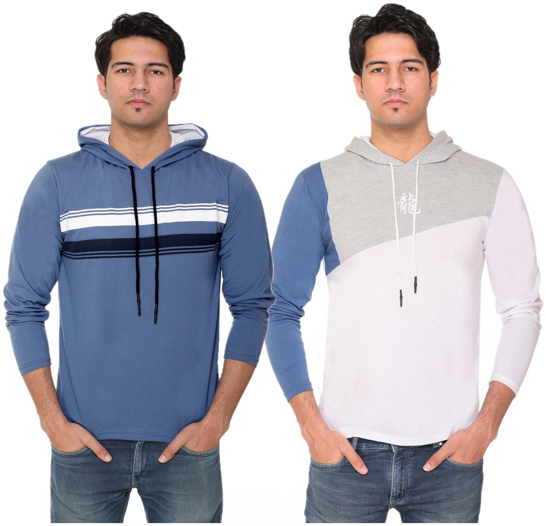 

HVBK Men Multi Regular fit Cotton Blend Hood T-Shirt - Pack Of 2
