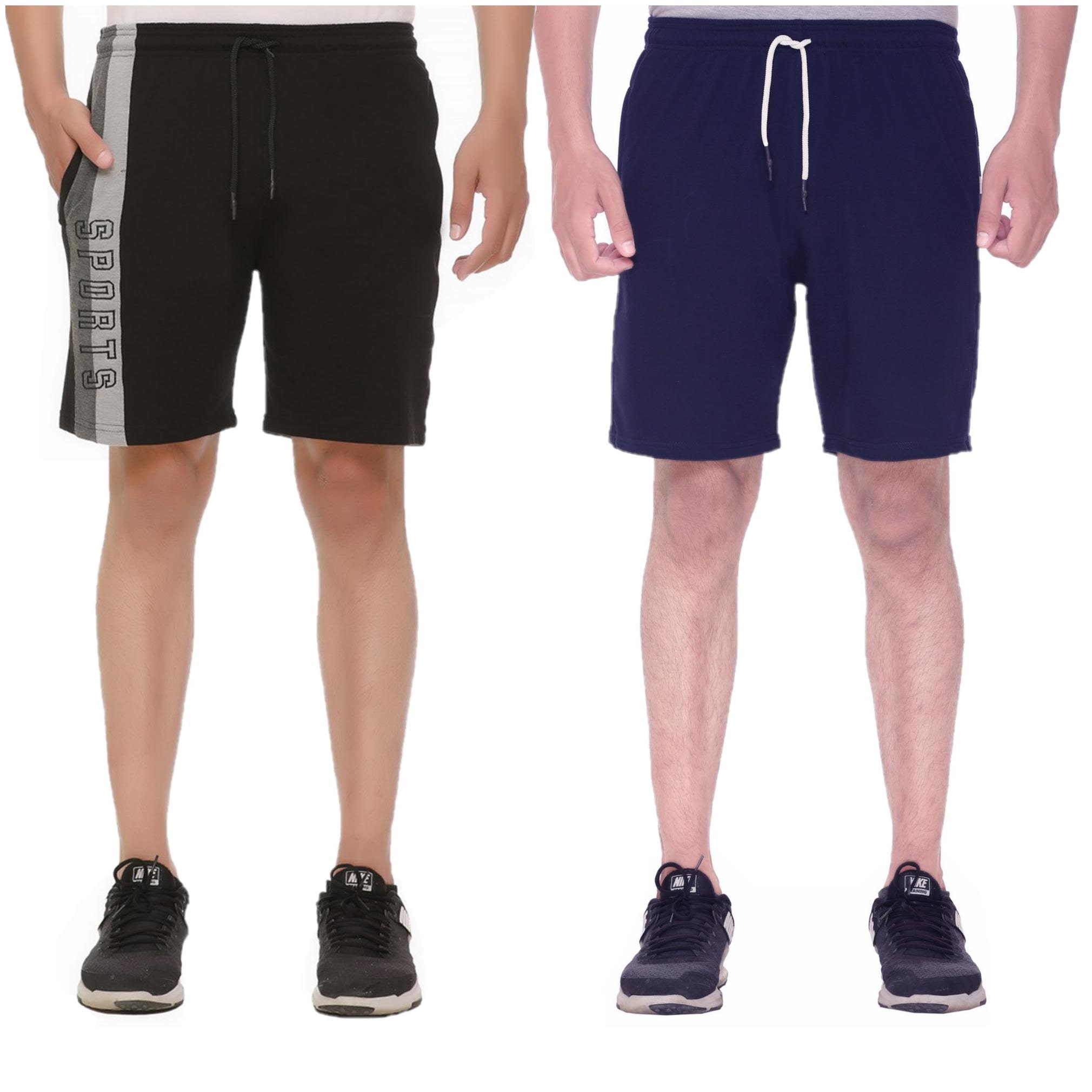 

HVBK Men Black Blue Regular Fit Regular Shorts