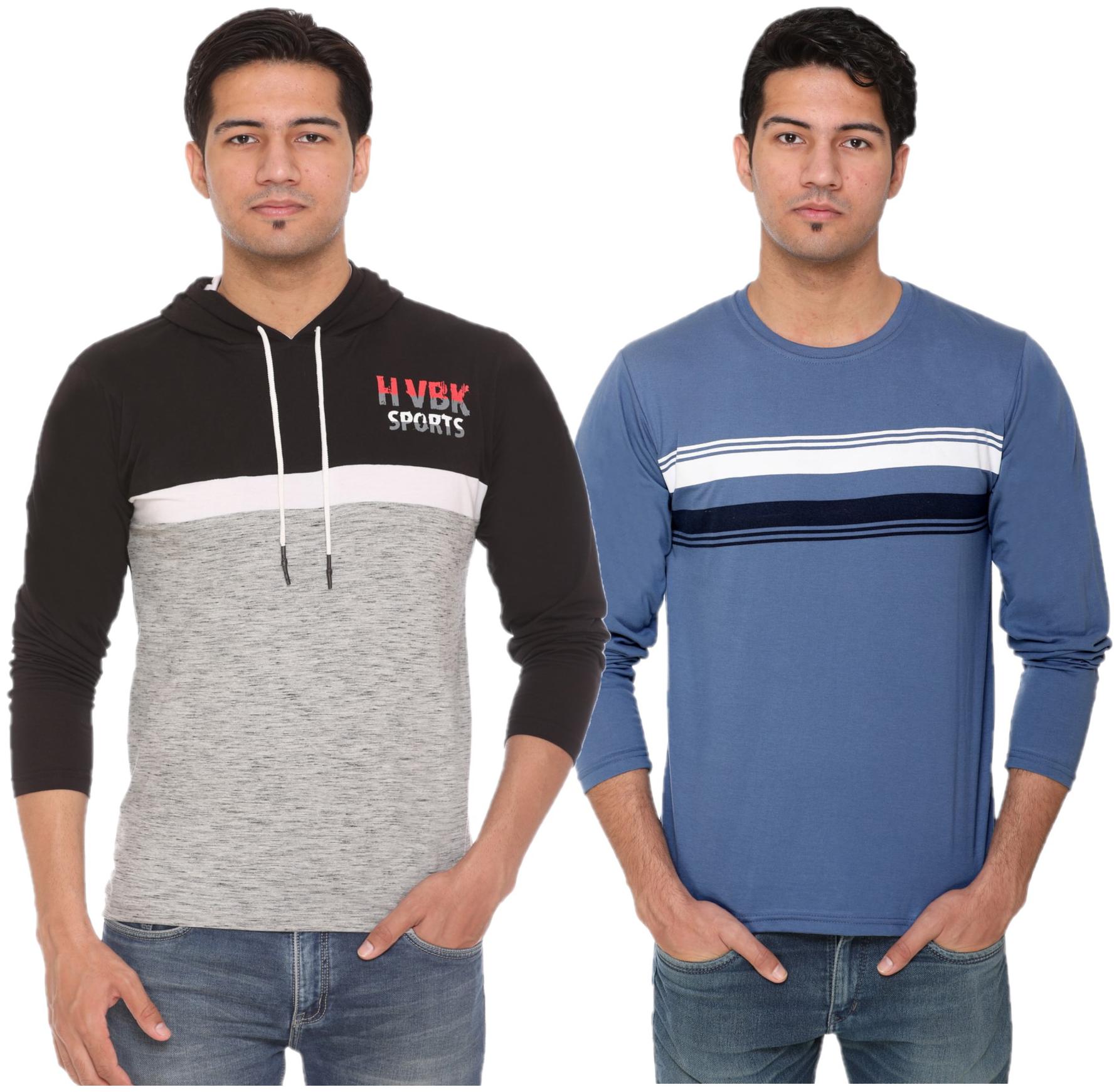 

HVBK Men Multi Regular fit Cotton Blend Round neck T-Shirt - Pack Of 2