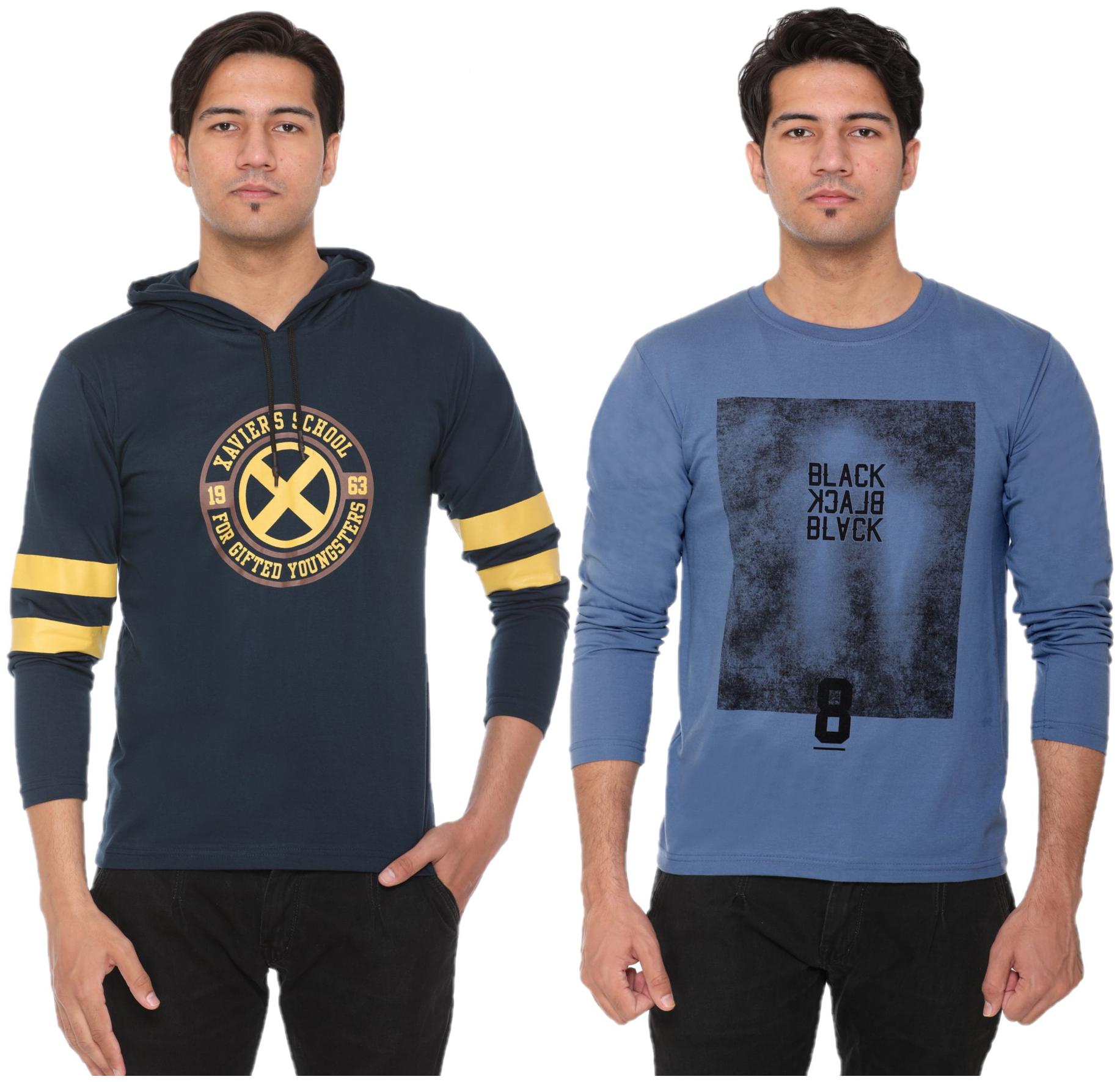 

HVBK Men Blue Regular fit Cotton Blend Round neck T-Shirt - Pack Of 2
