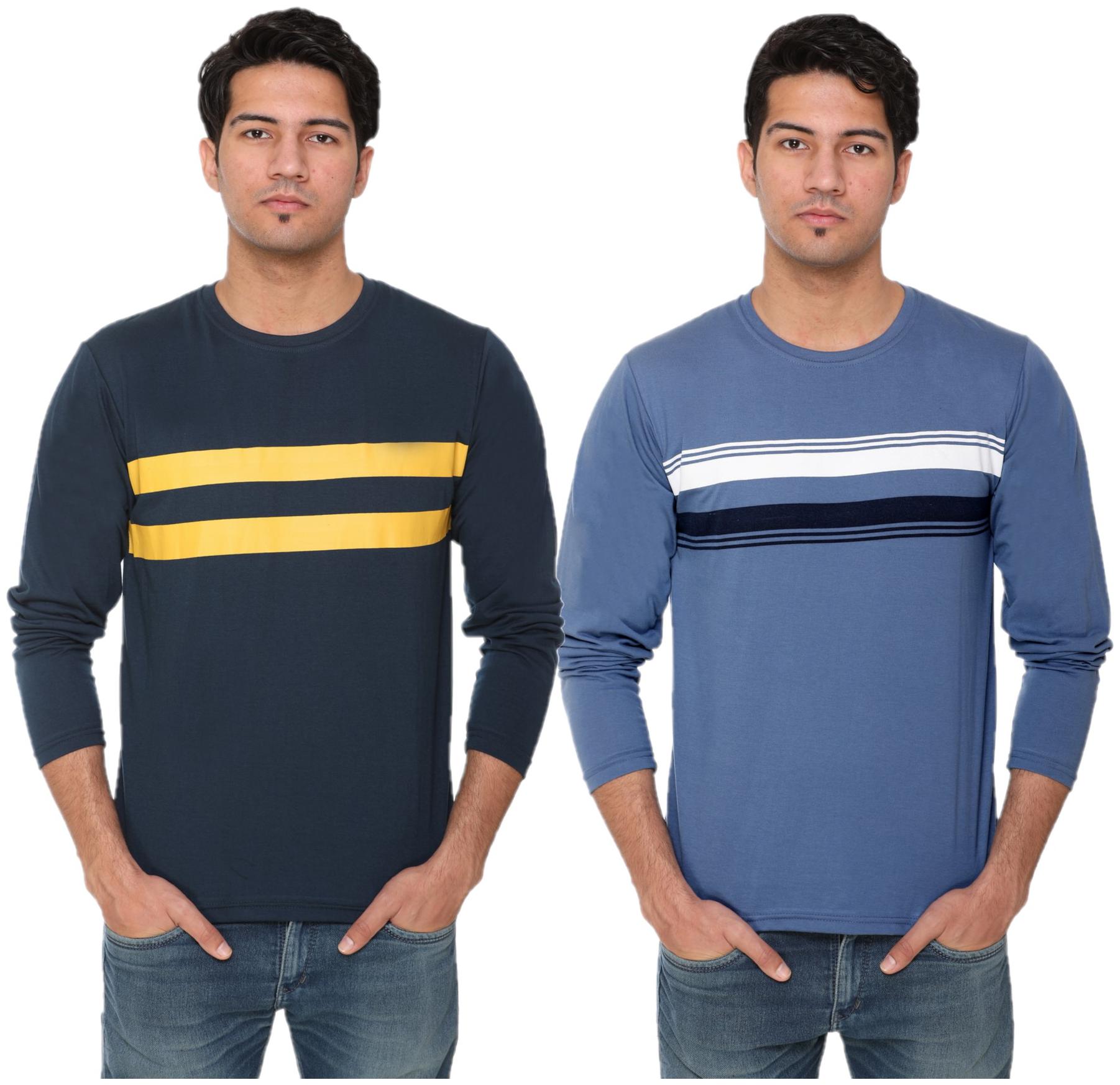 

HVBK Men Blue Regular fit Cotton Blend Round neck T-Shirt - Pack Of 2