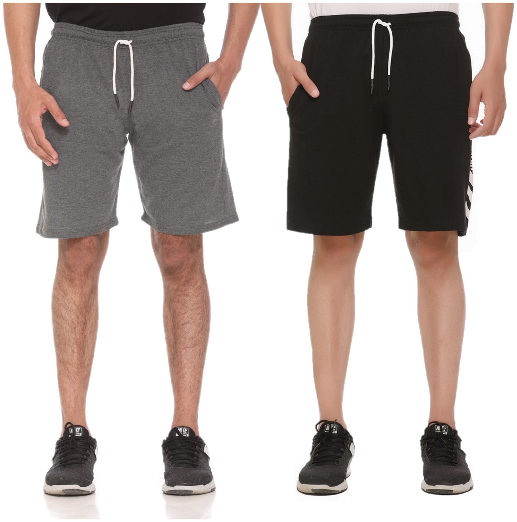 

HVBK Men Grey Black Regular Fit Regular Shorts
