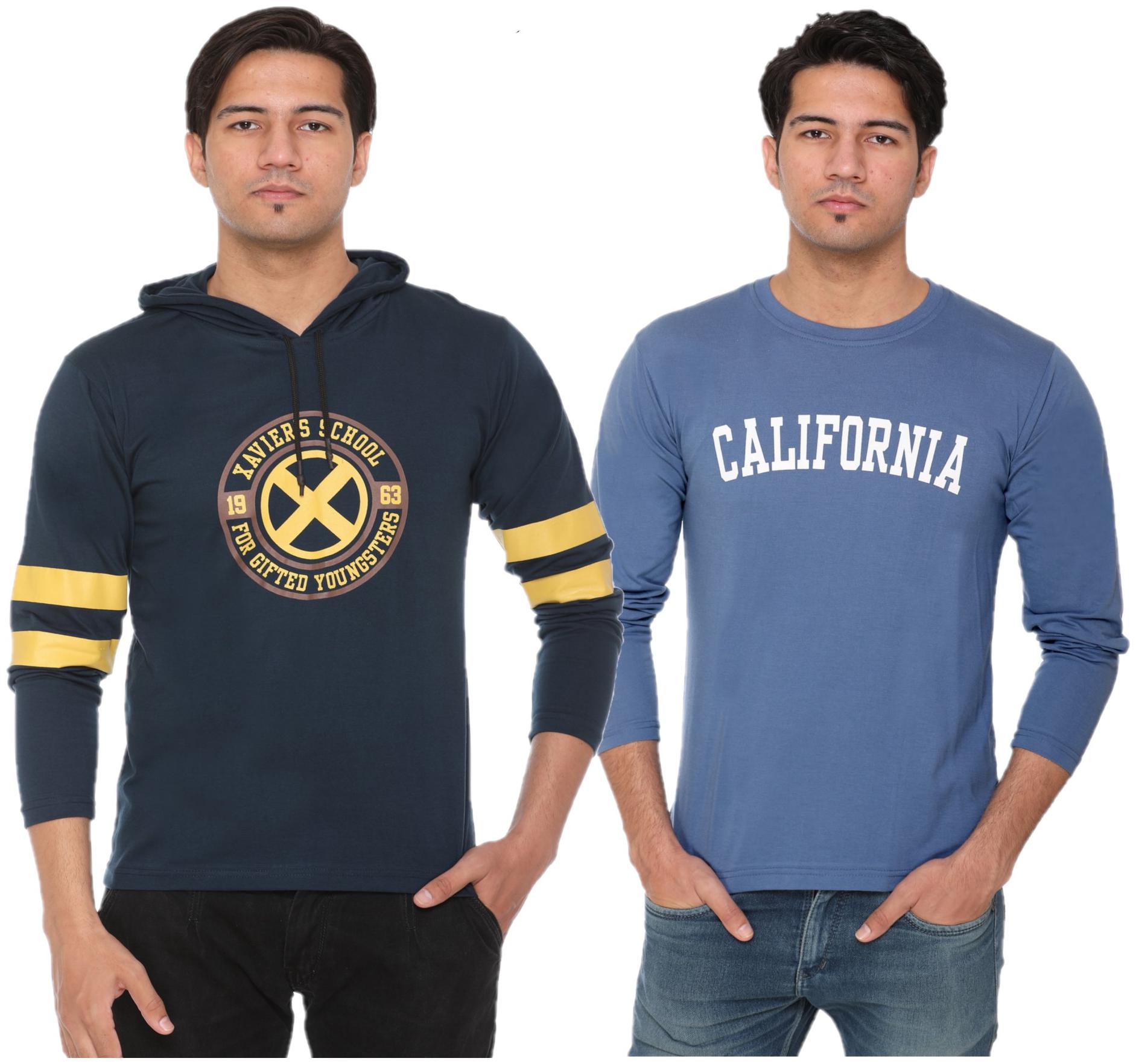 

HVBK Men Blue Regular fit Cotton Blend Round neck T-Shirt - Pack Of 2