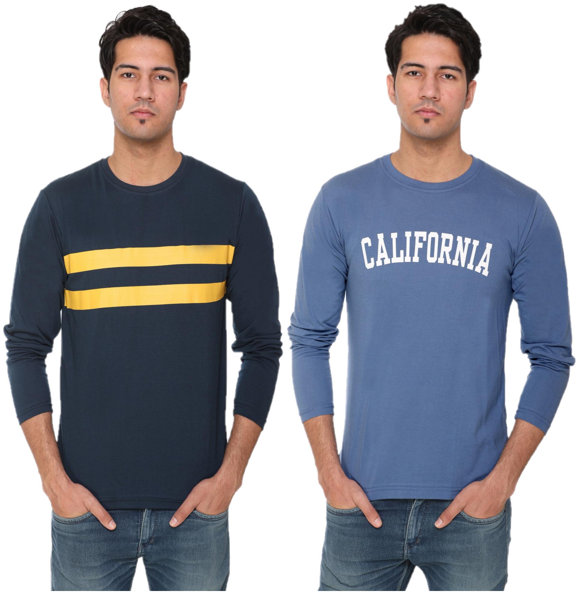 

HVBK Men Blue Regular fit Cotton Blend Round neck T-Shirt - Pack Of 2