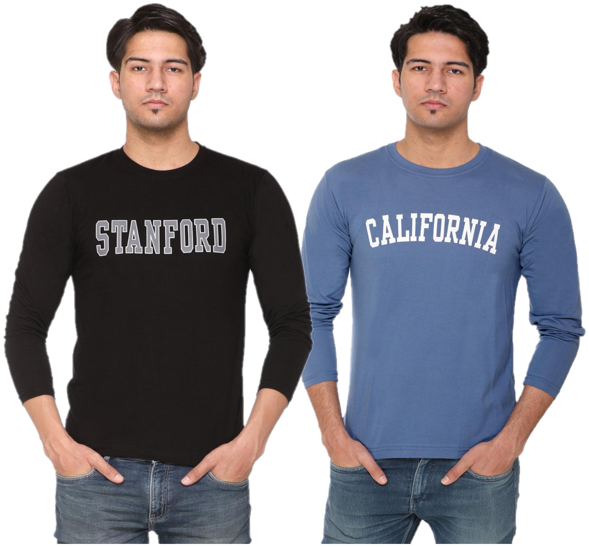 

HVBK Men Black Blue Regular fit Cotton Blend Round neck T-Shirt - Pack Of 2