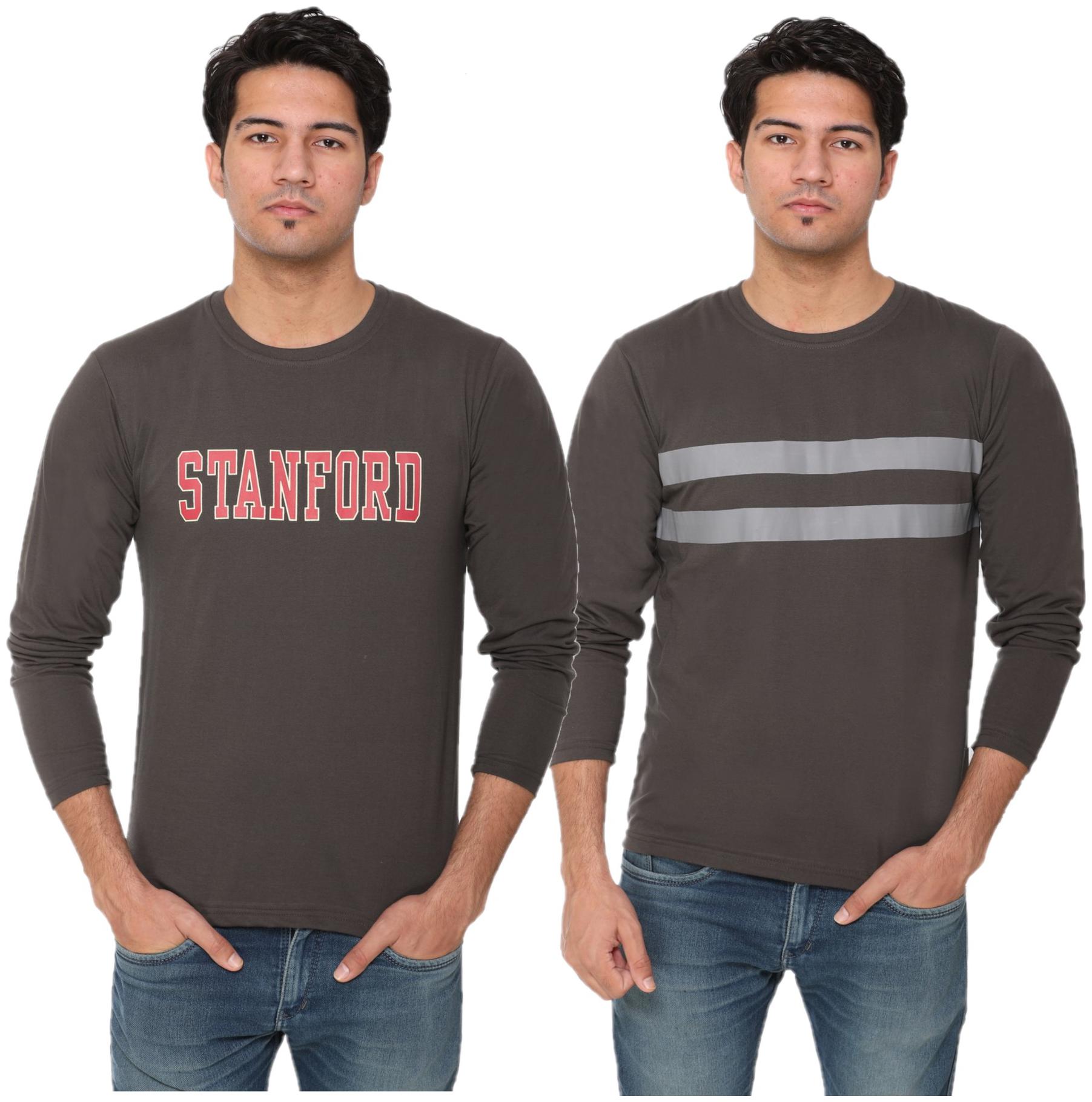 

HVBK Men Brown Regular fit Cotton Blend Round neck T-Shirt - Pack Of 2
