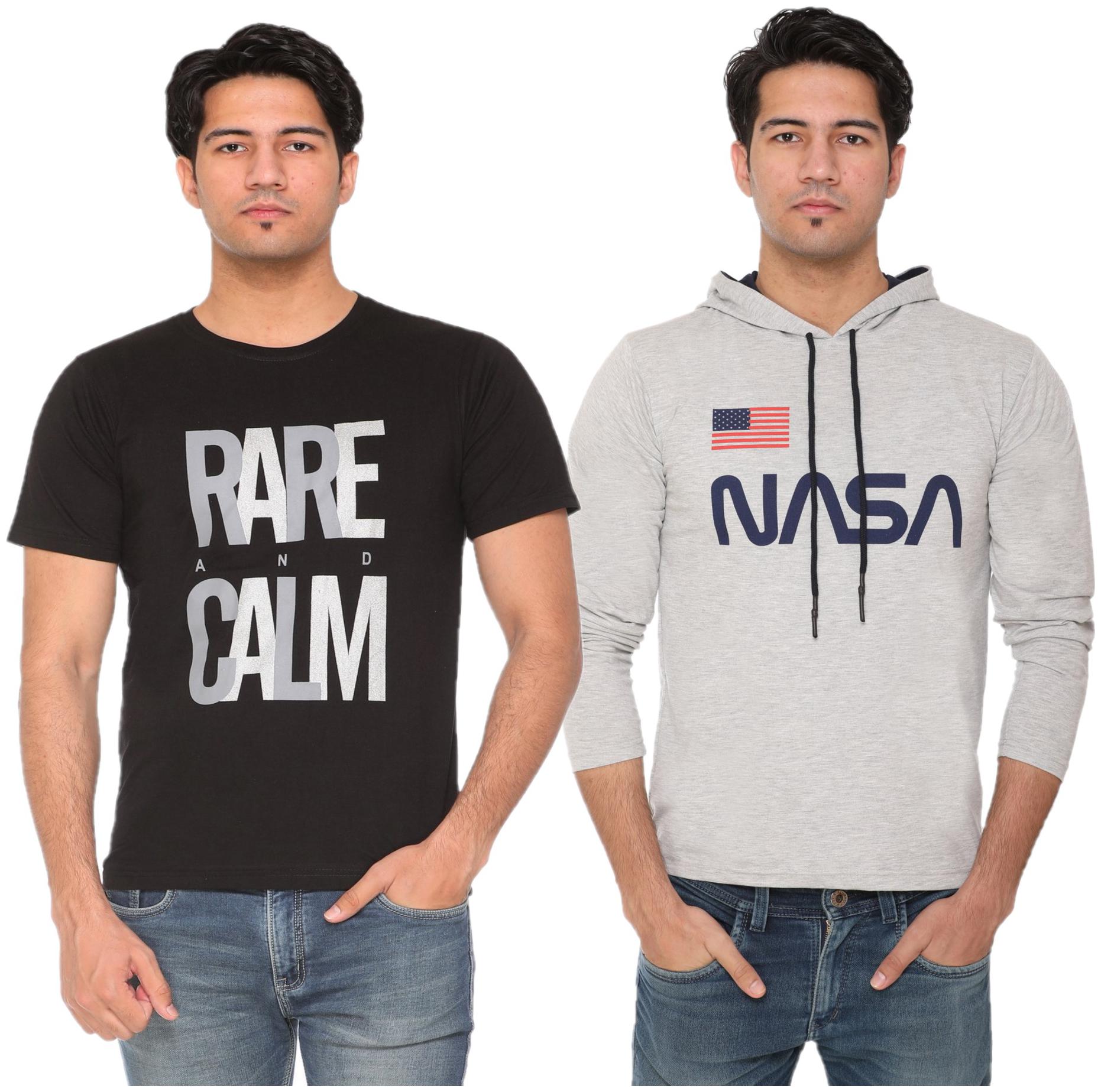 

HVBK Men Black Grey Regular fit Cotton Blend Round neck T-Shirt - Pack Of 2