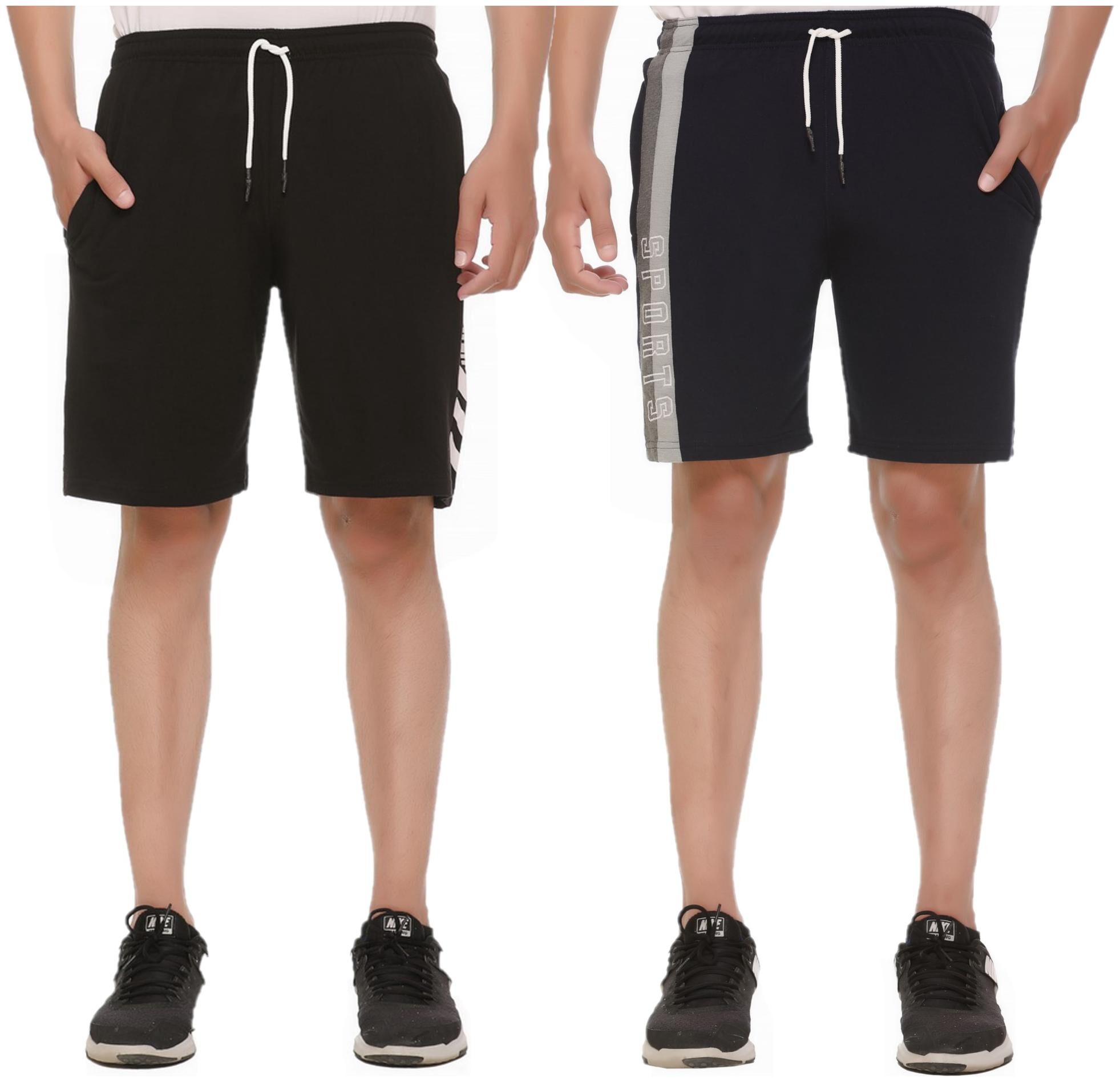 

HVBK Men Black Blue Regular Fit Regular Shorts