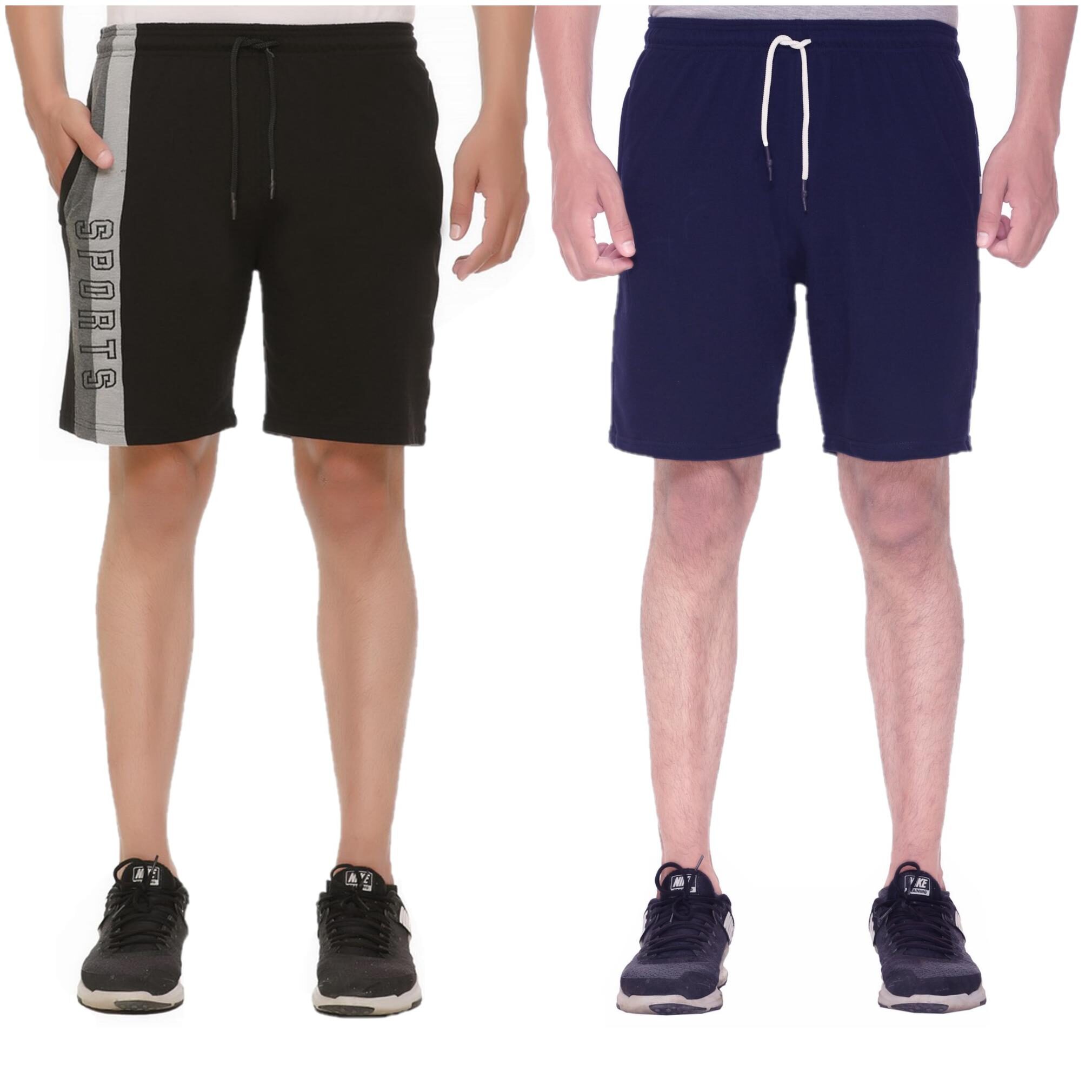 

HVBK Men Black Blue Regular Fit Regular Shorts