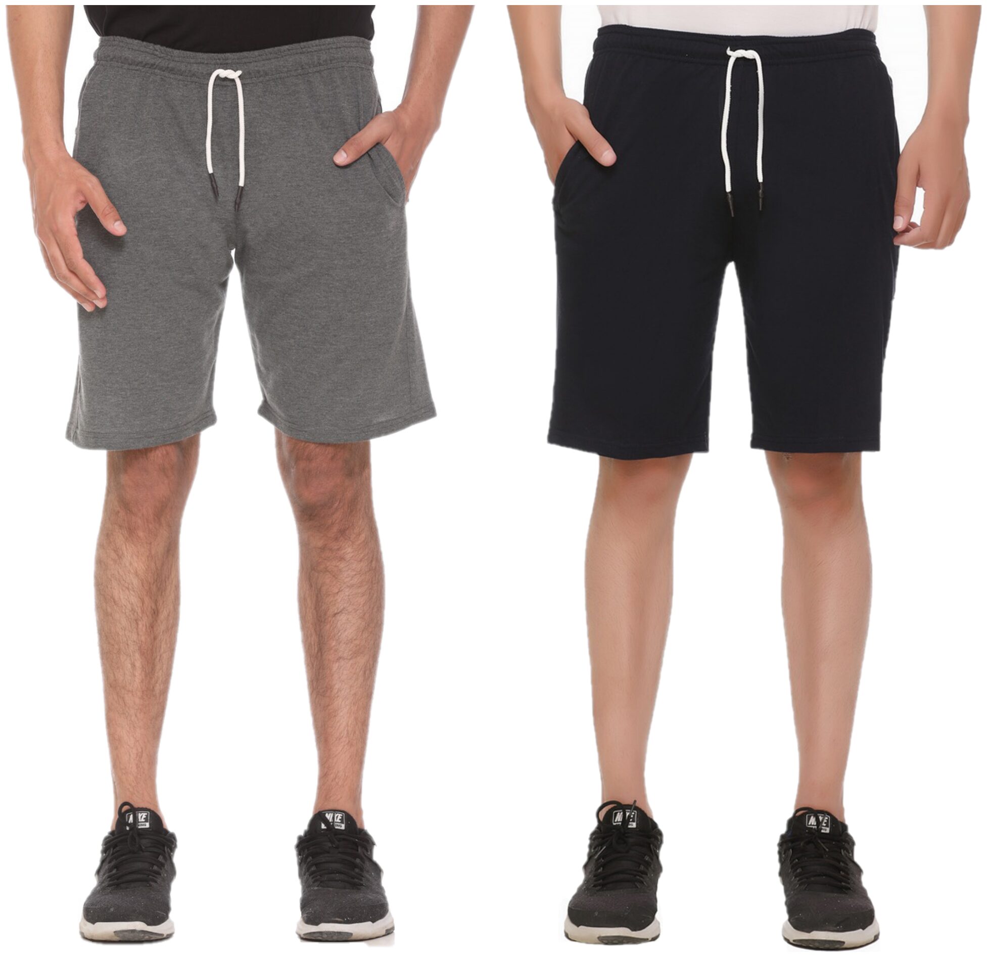 

HVBK Men Grey Black Regular Fit Regular Shorts