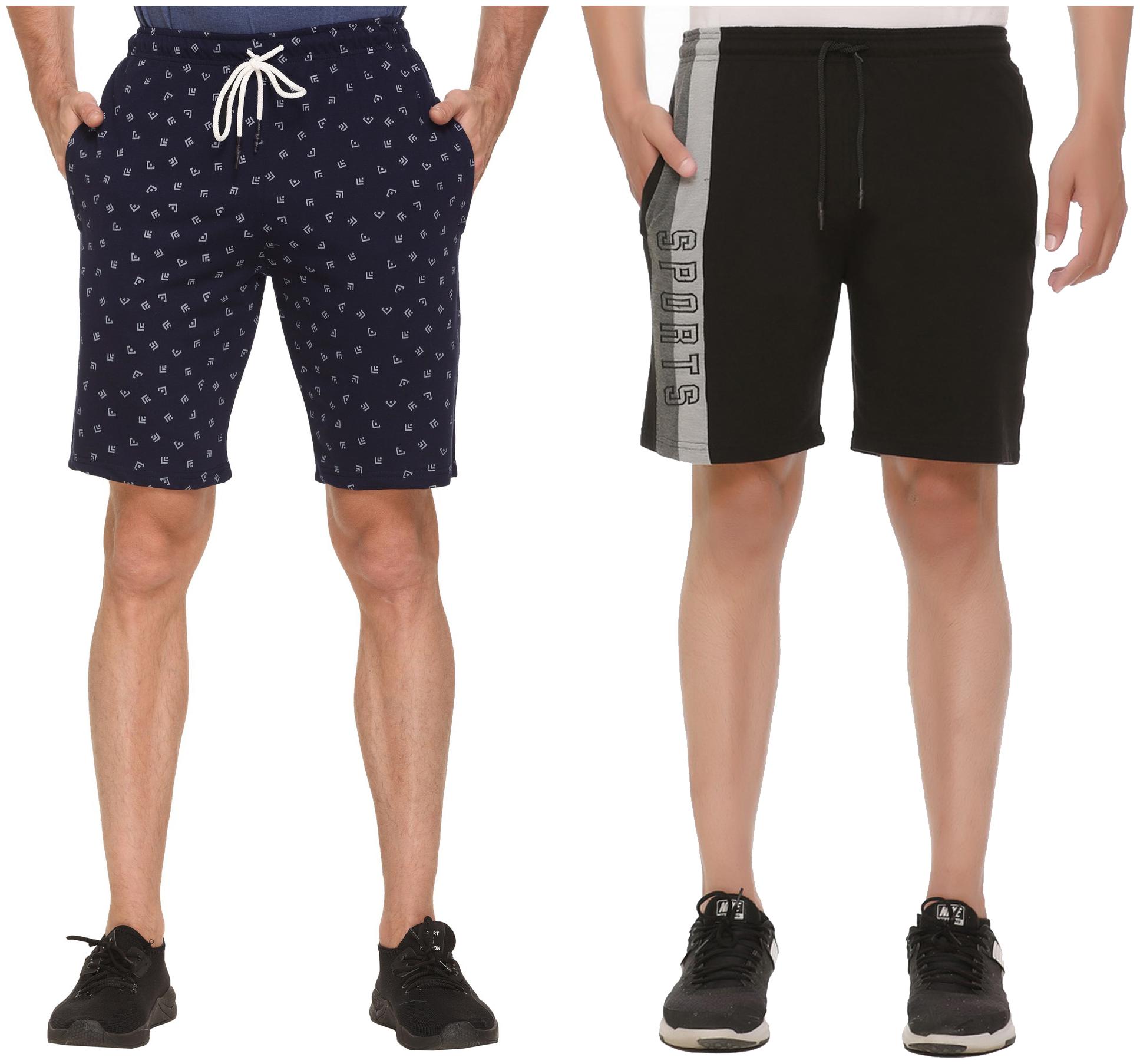 

HVBK Men Black Blue Regular Fit Regular Shorts