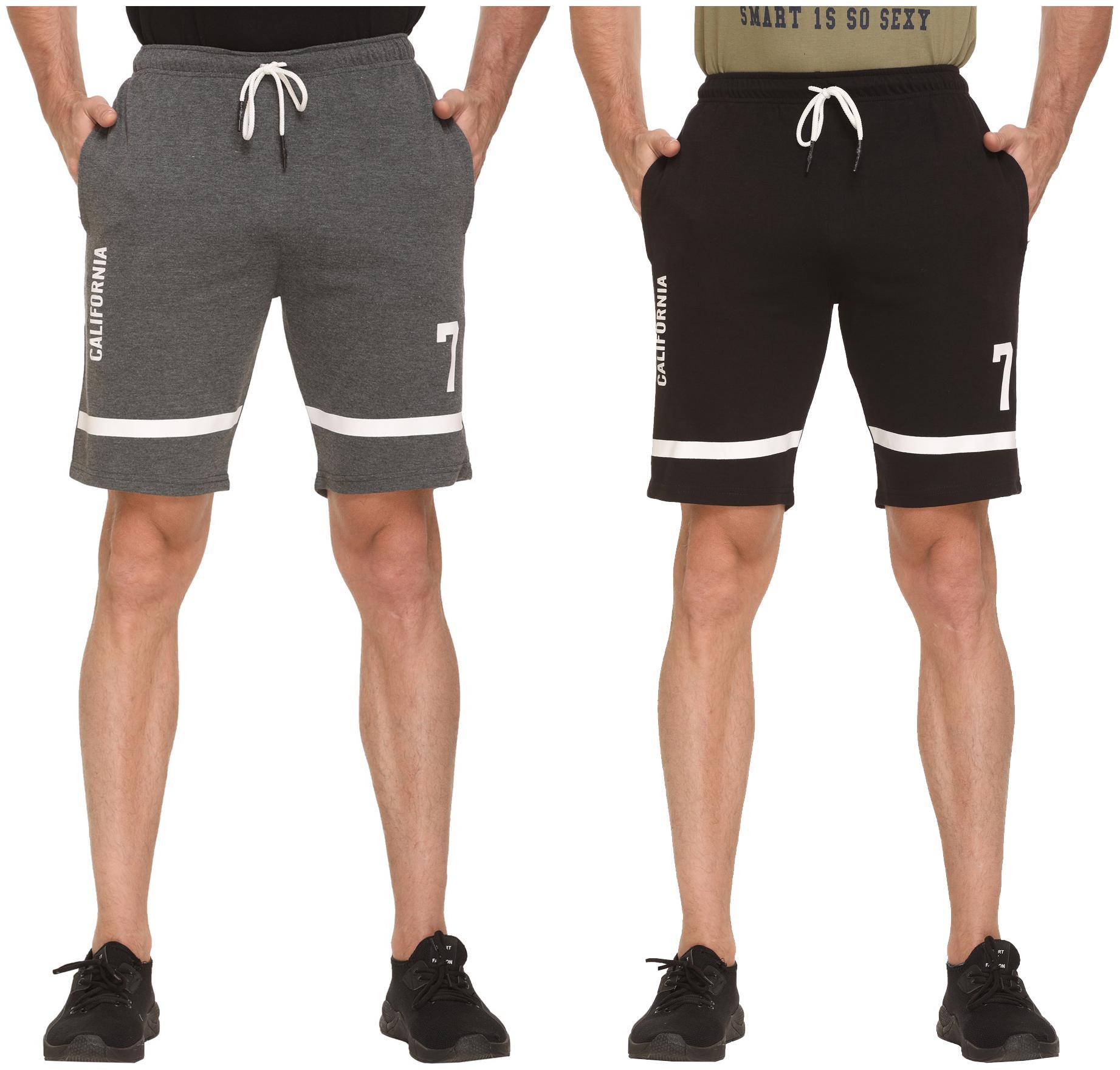 

HVBK Men Black Grey Regular Fit Regular Shorts