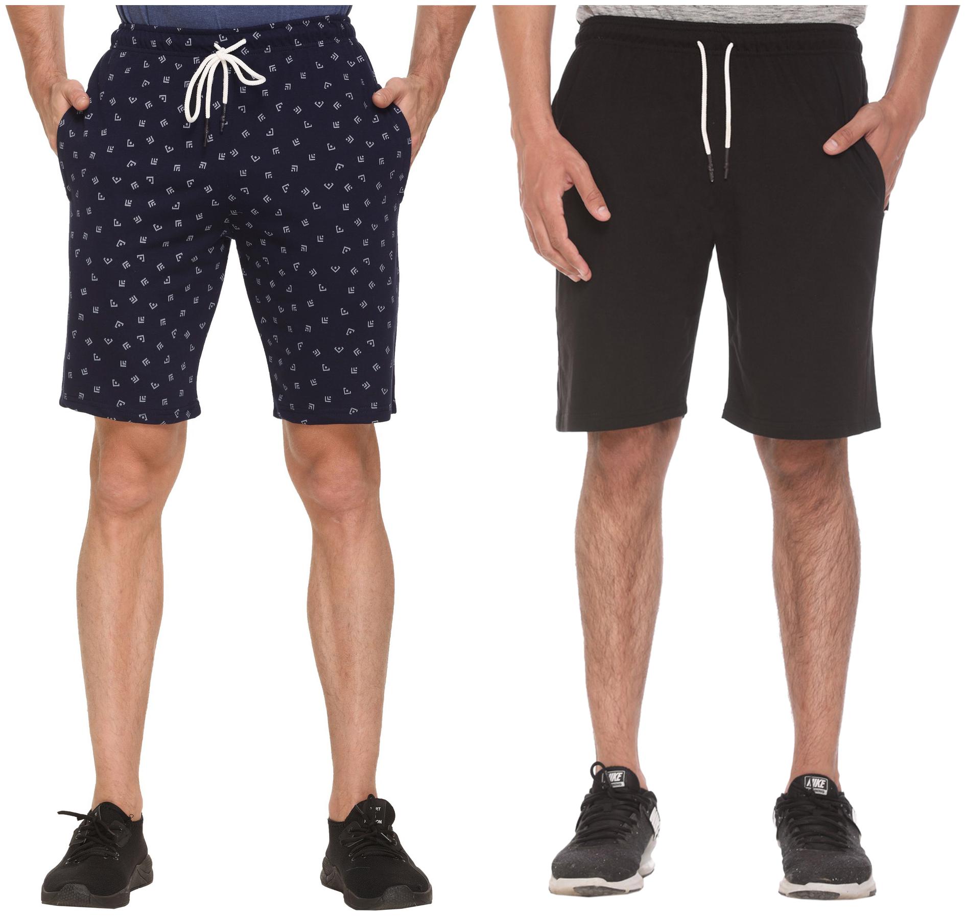

HVBK Men Black Blue Regular Fit Regular Shorts