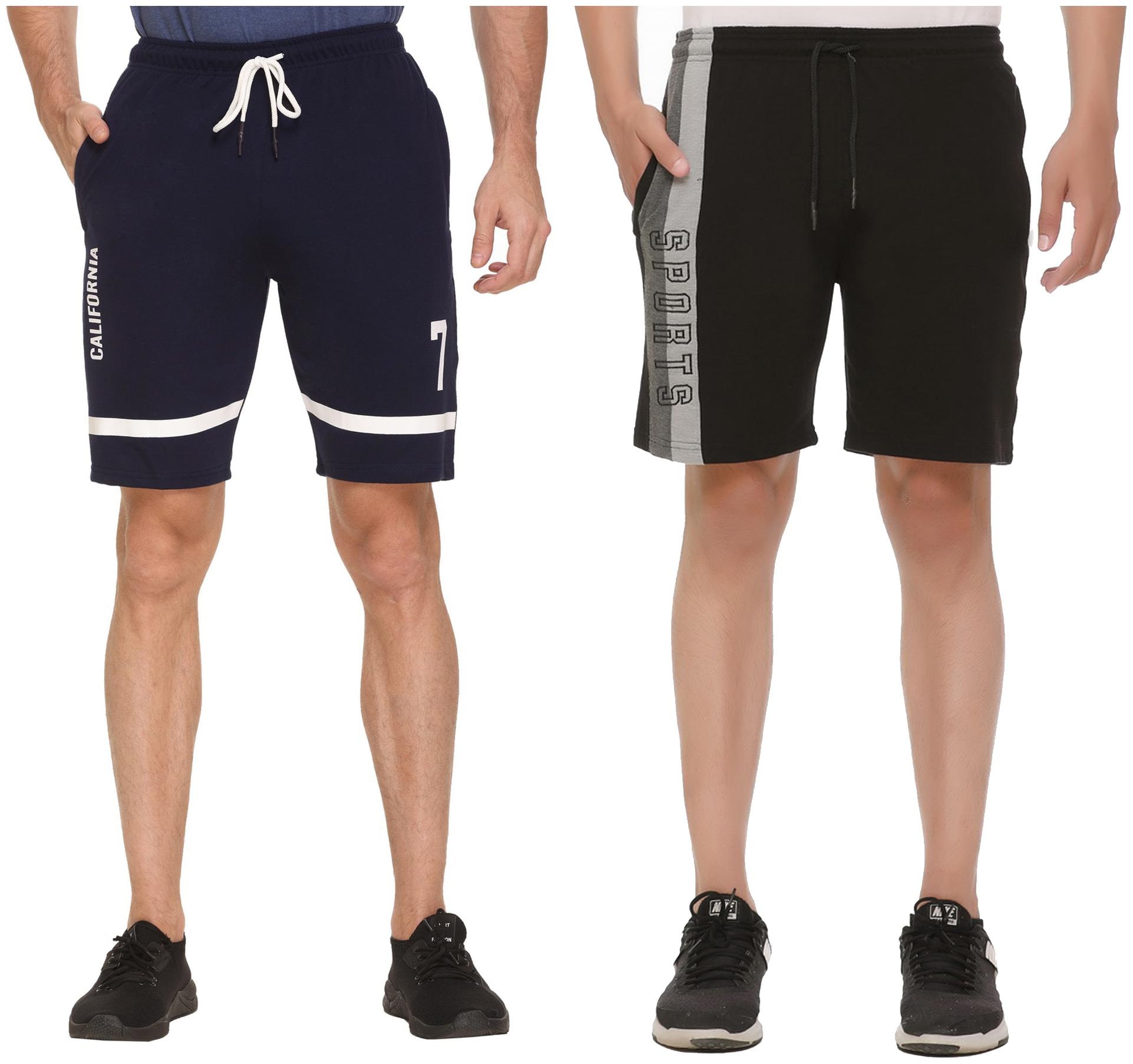 

HVBK Men Black Blue Regular Fit Regular Shorts