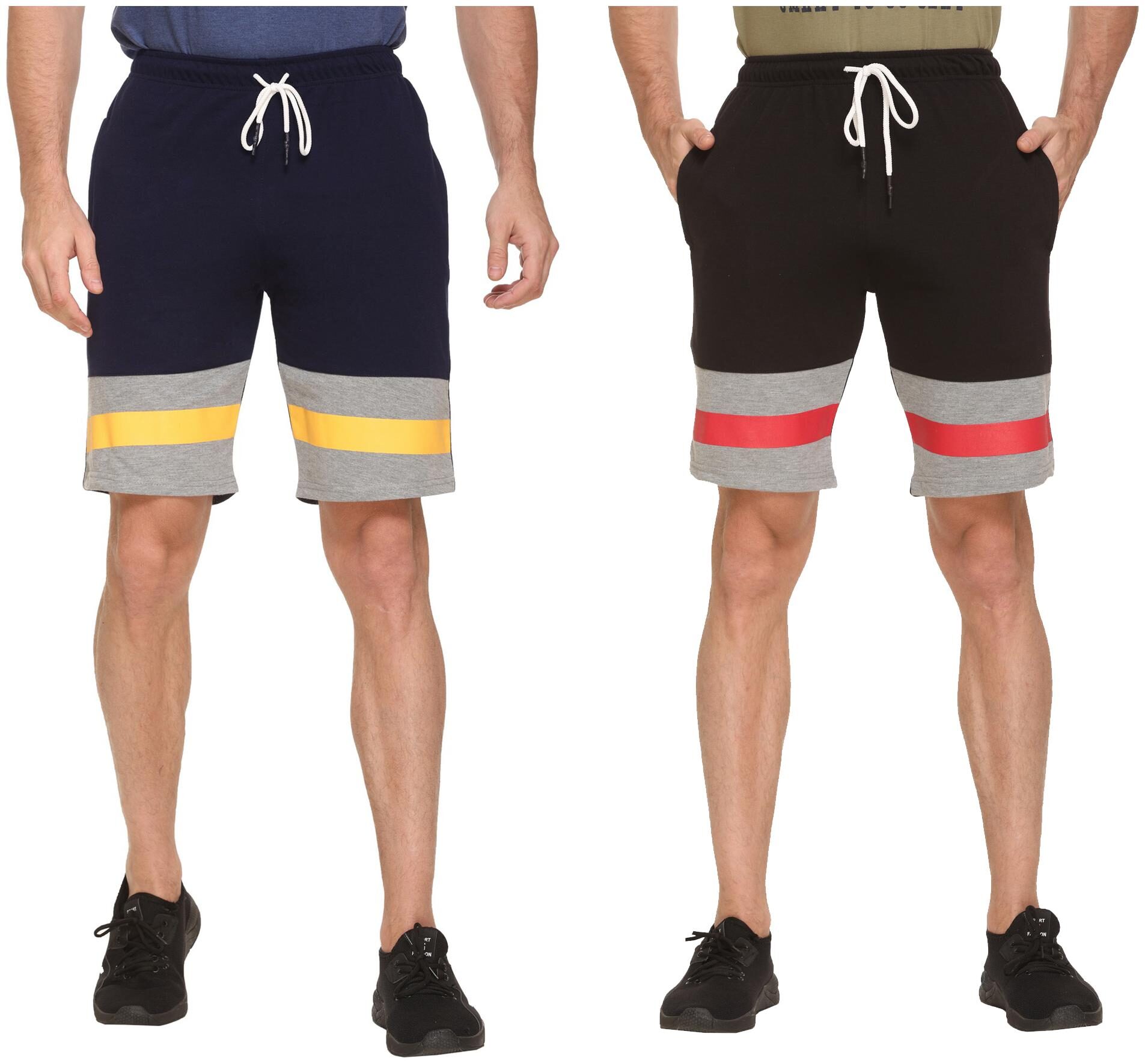 

HVBK Men Black Blue Regular Fit Regular Shorts
