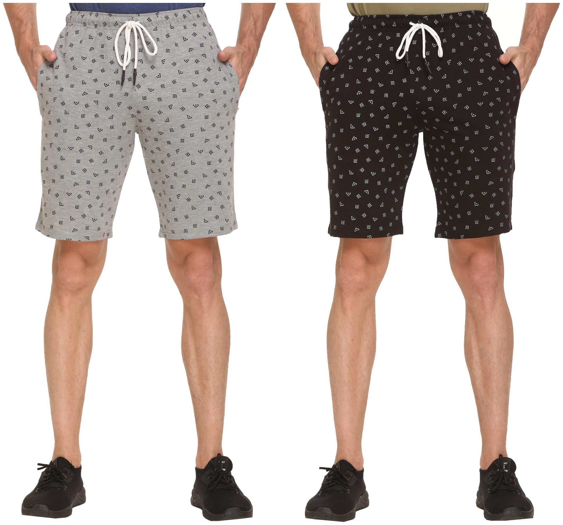 

HVBK Men Black Grey Regular Fit Regular Shorts