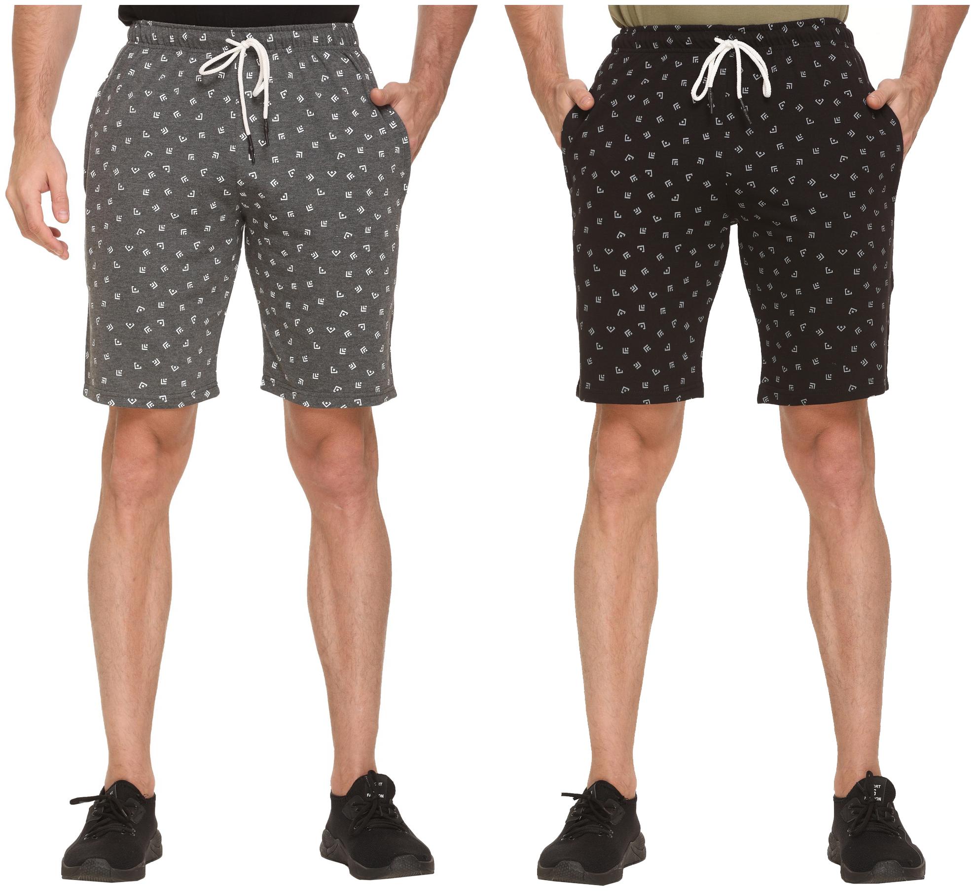 

HVBK Men Black Grey Regular Fit Regular Shorts