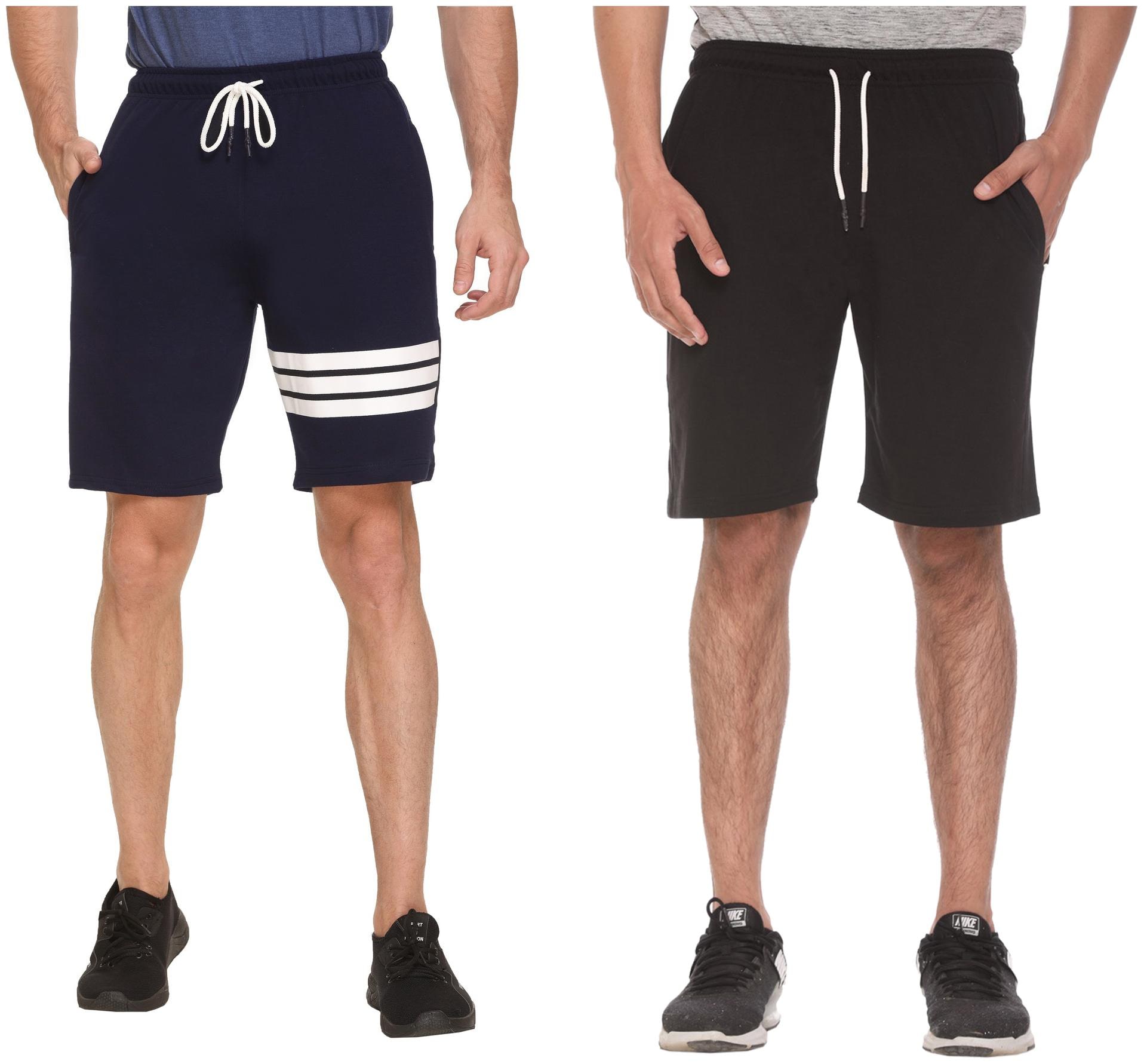 

HVBK Men Black Blue Regular Fit Regular Shorts