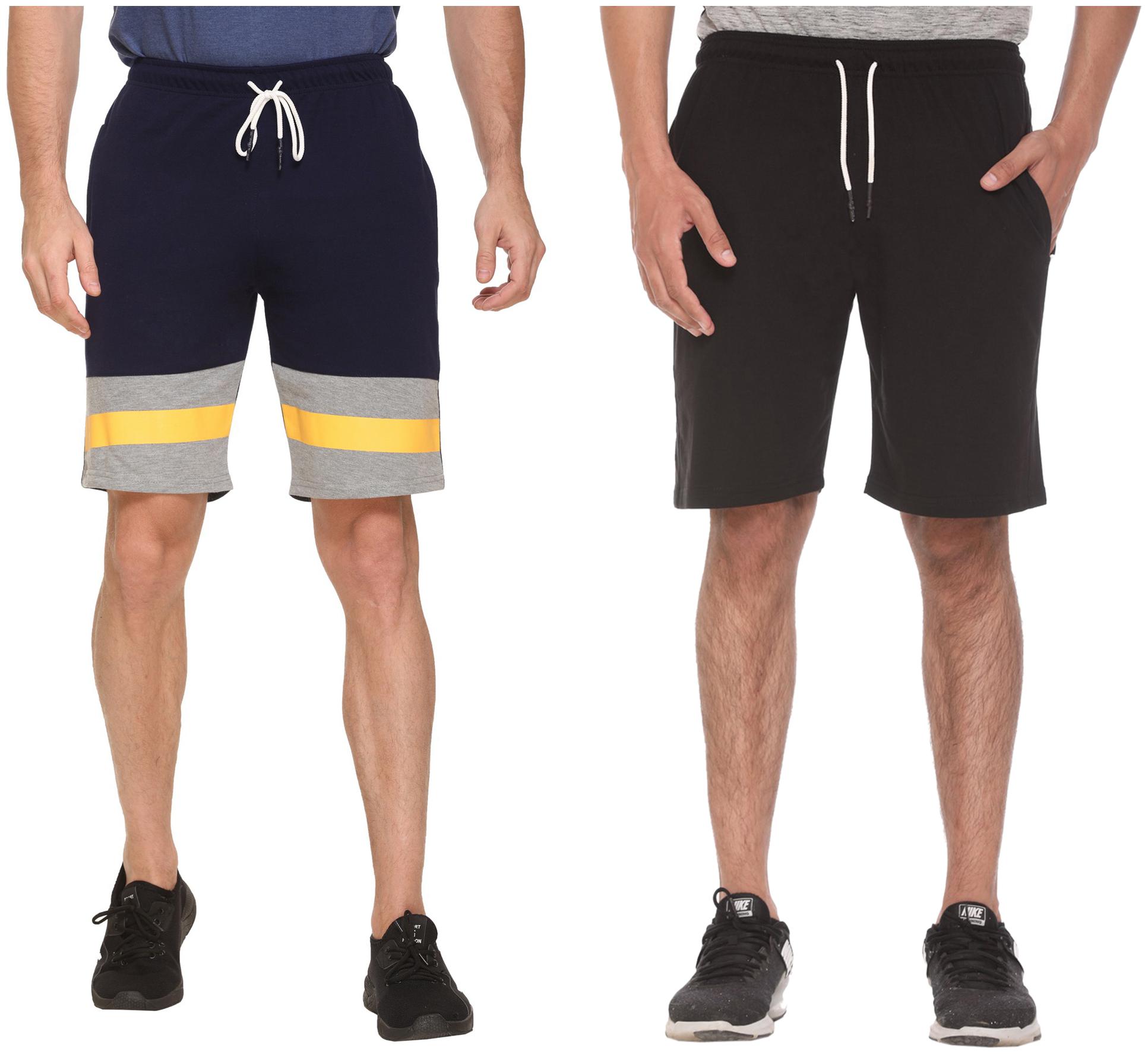 

HVBK Men Black Blue Regular Fit Regular Shorts