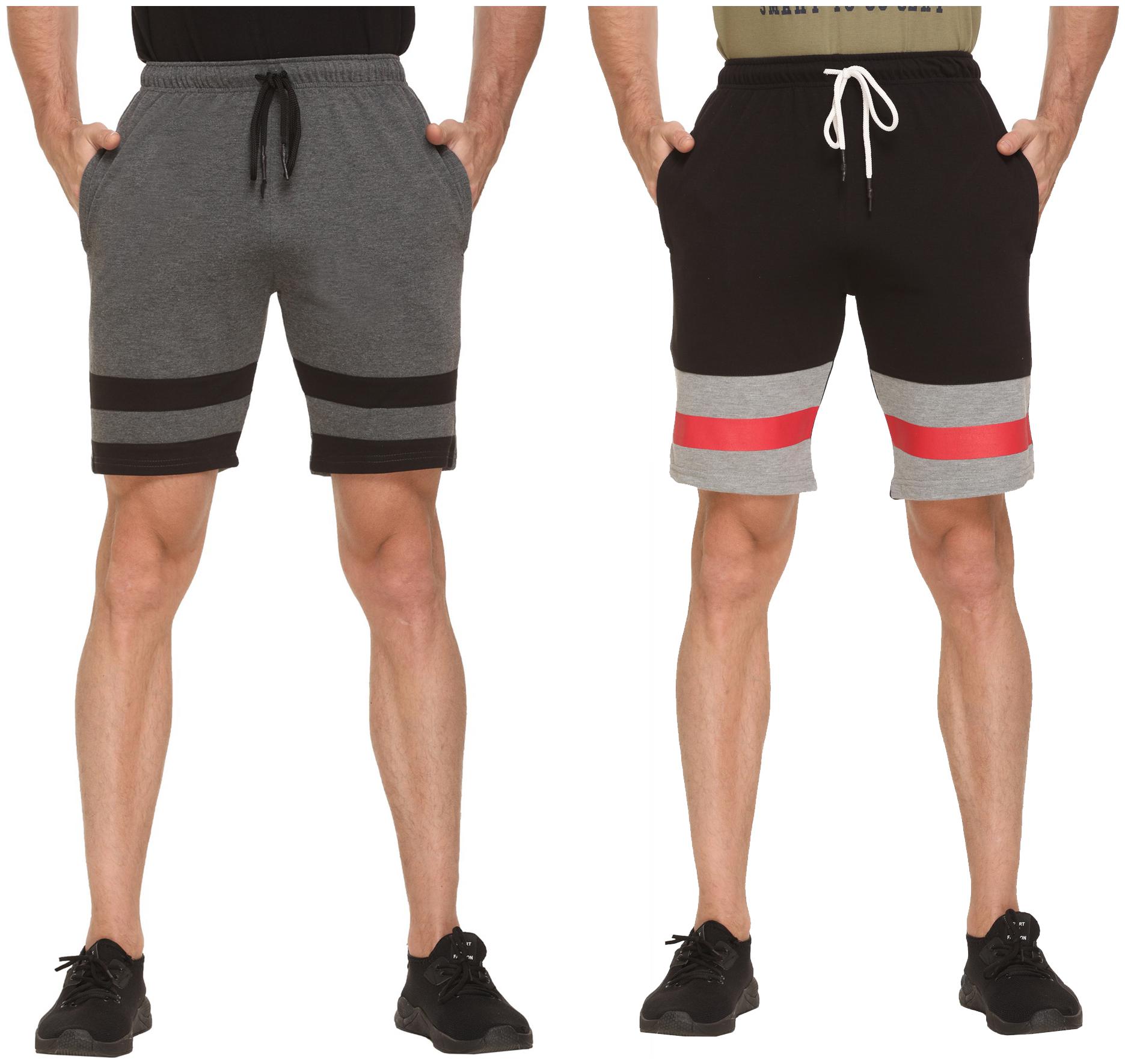 

HVBK Men Black Grey Regular Fit Regular Shorts