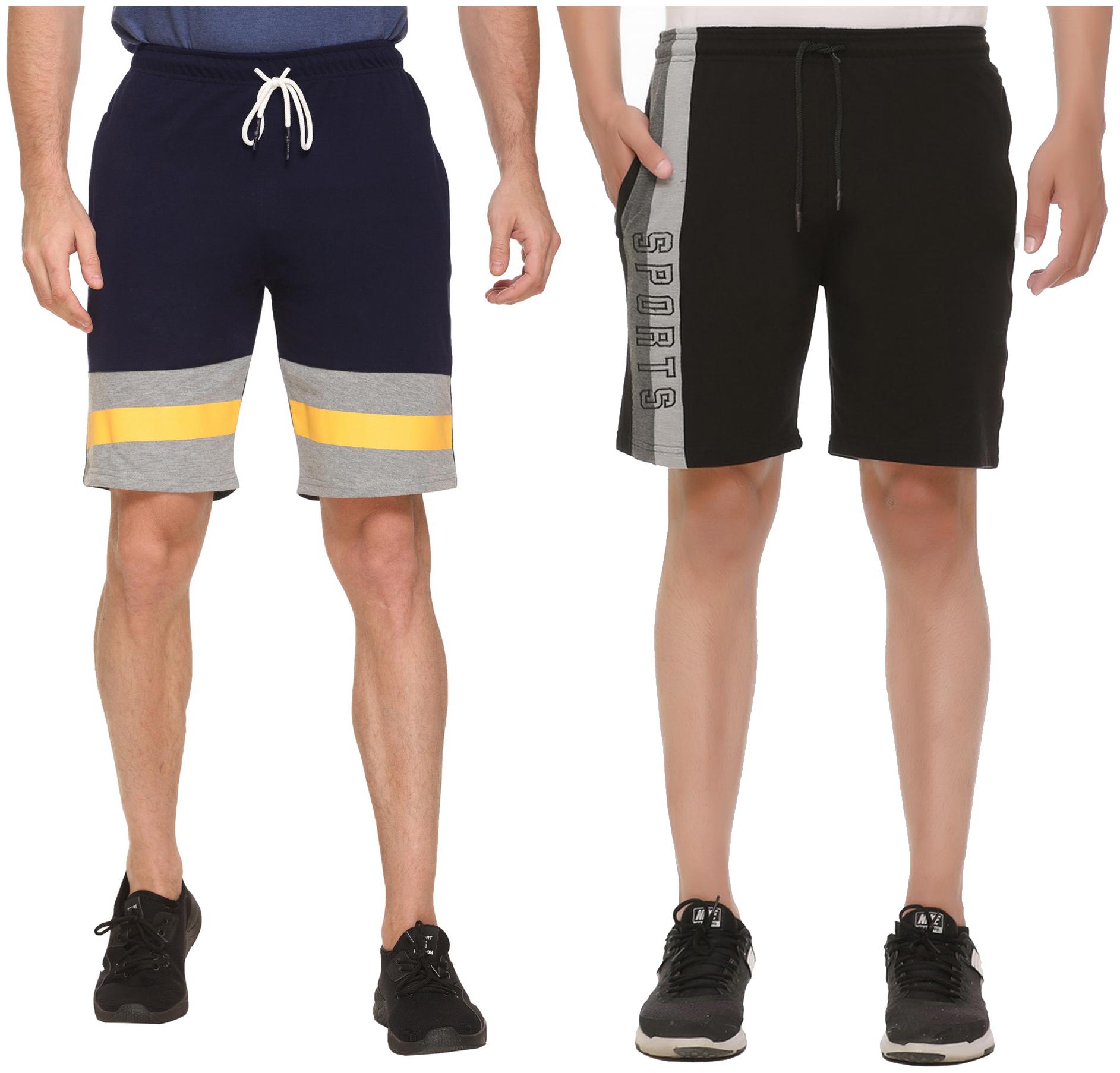

HVBK Men Black Blue Regular Fit Regular Shorts