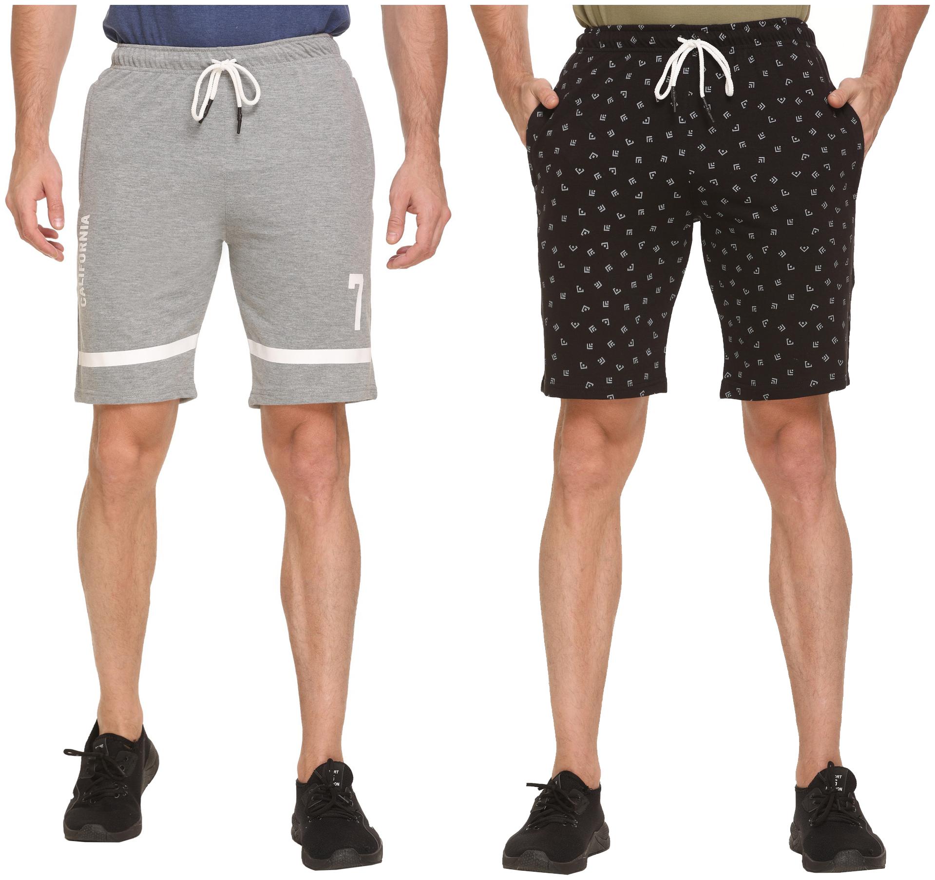 

HVBK Men Black Grey Regular Fit Regular Shorts