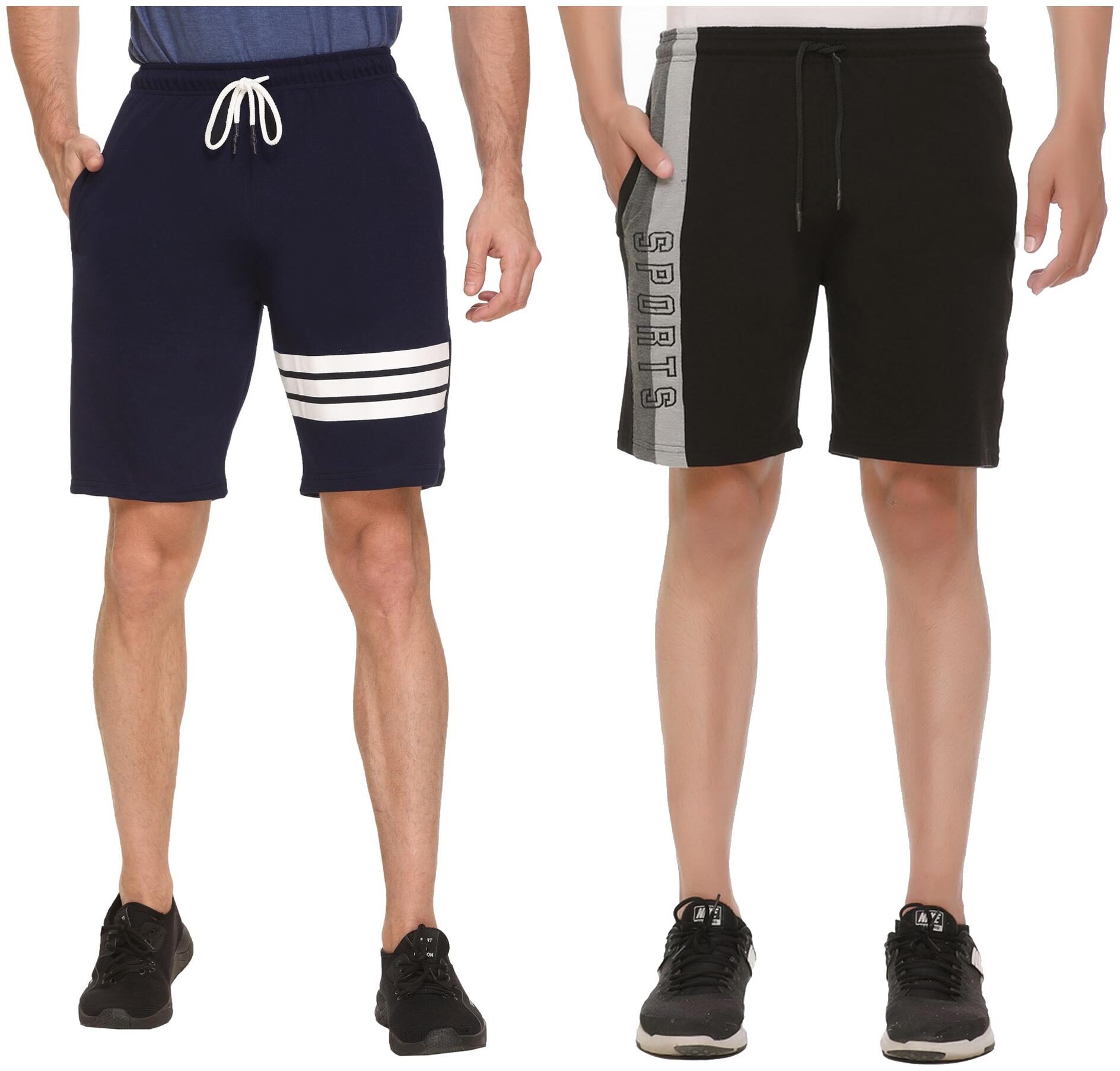 

HVBK Men Black Blue Regular Fit Regular Shorts