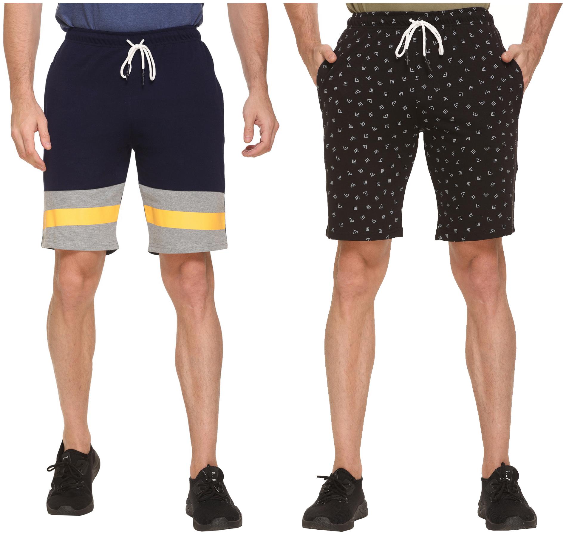 

HVBK Men Black Blue Regular Fit Regular Shorts
