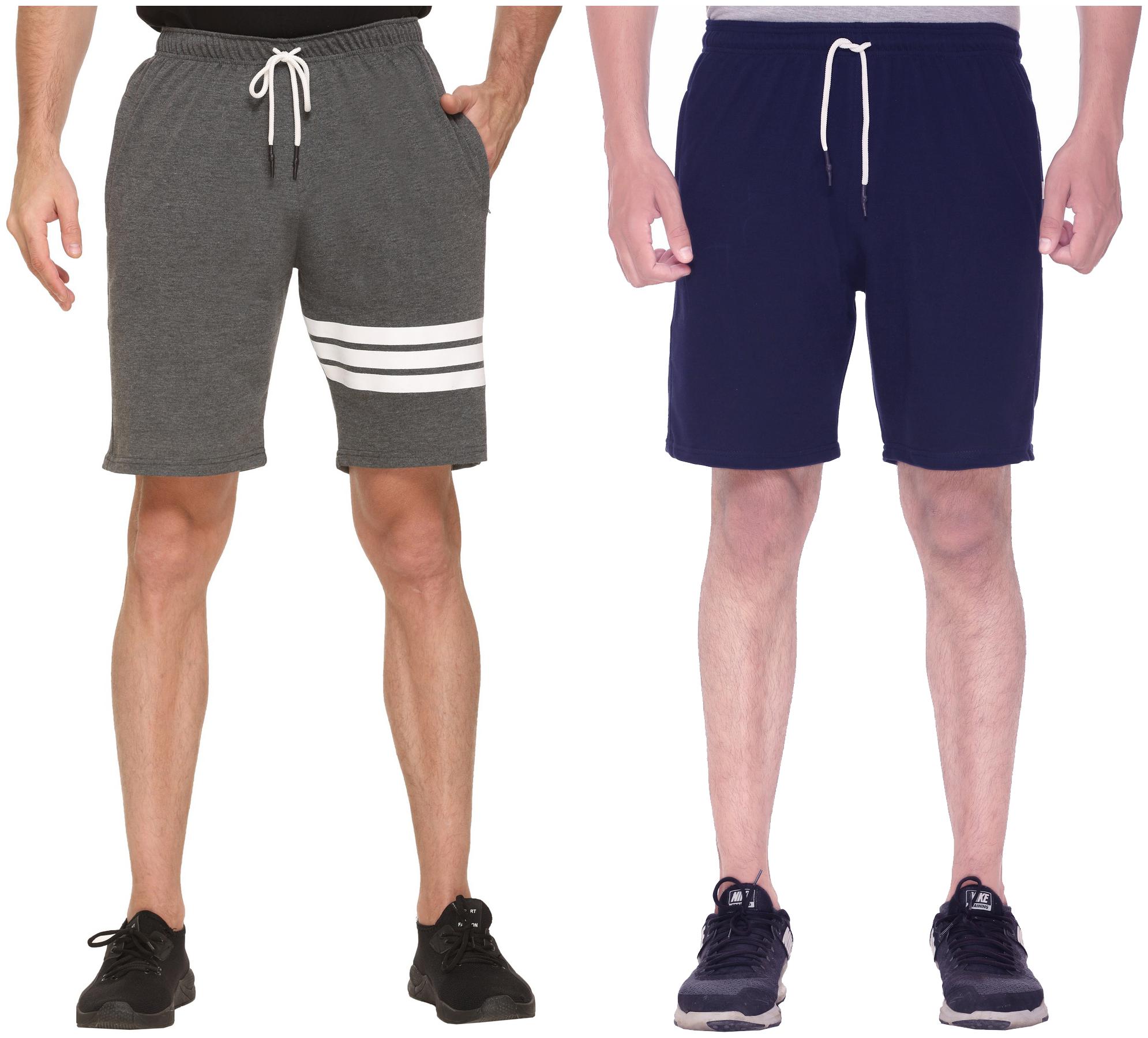 

HVBK Men Blue Grey Regular Fit Regular Shorts