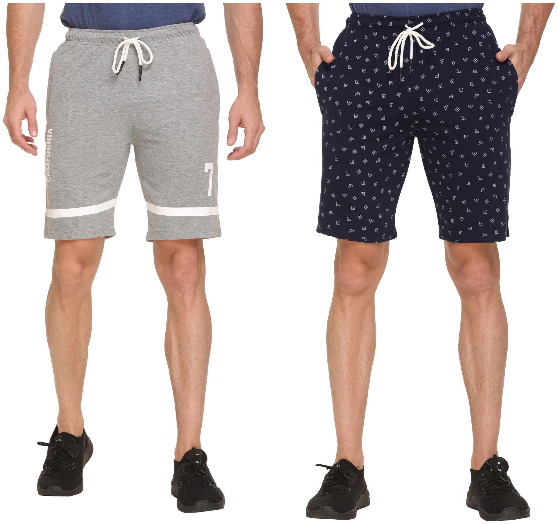 

HVBK Men Blue Grey Regular Fit Regular Shorts