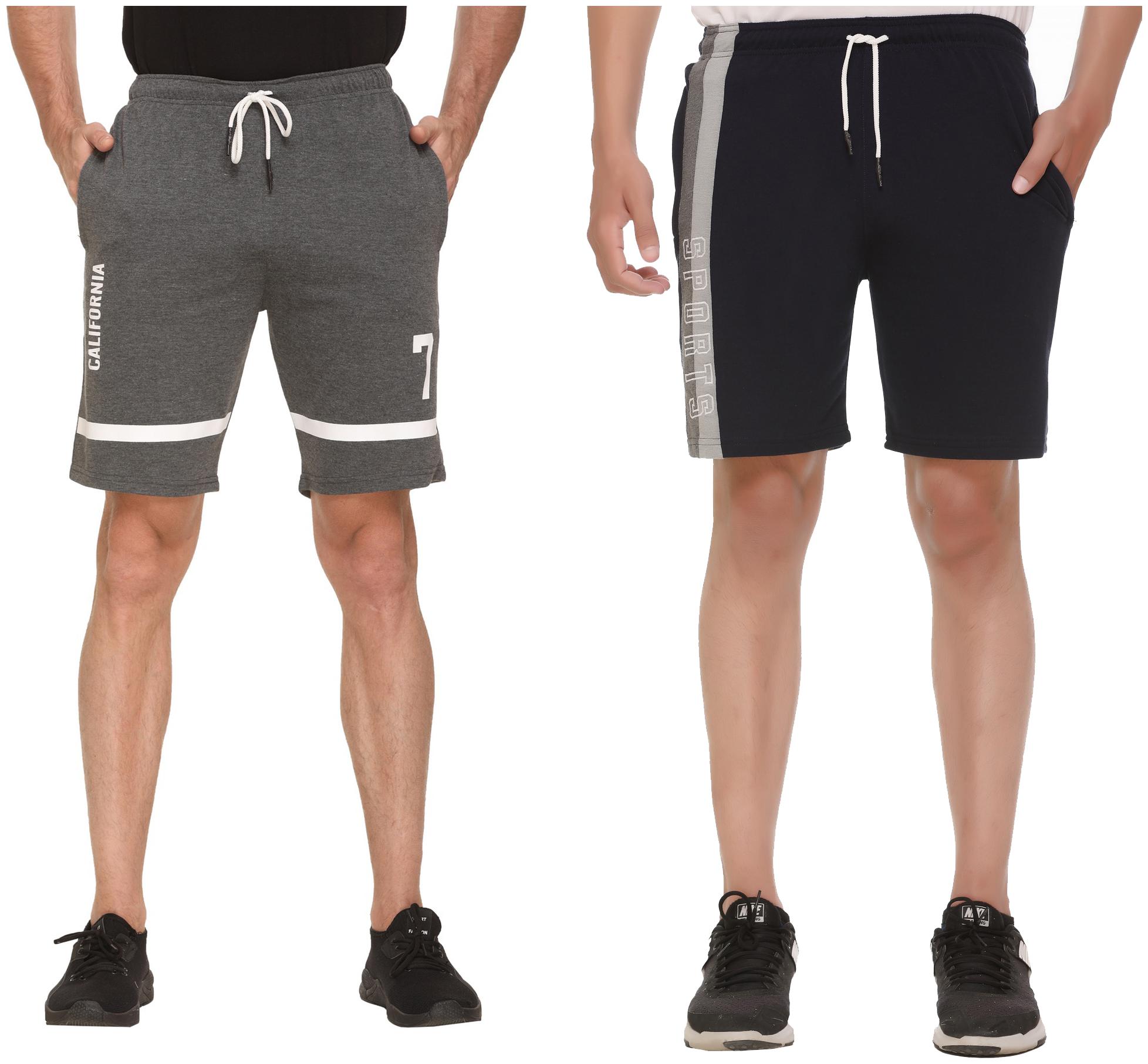 

HVBK Men Blue Grey Regular Fit Regular Shorts