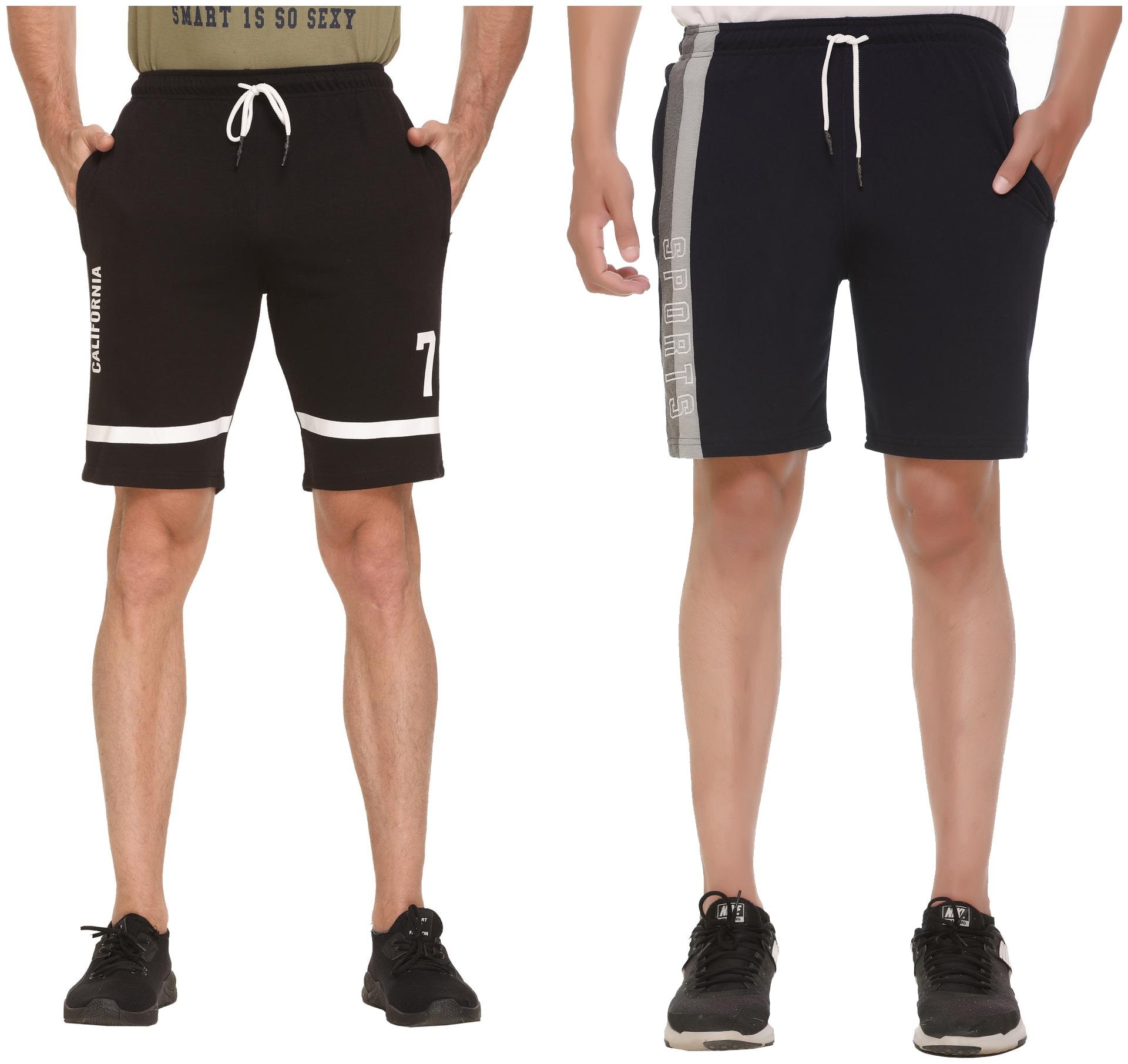 

HVBK Men Blue Black Regular Fit Regular Shorts