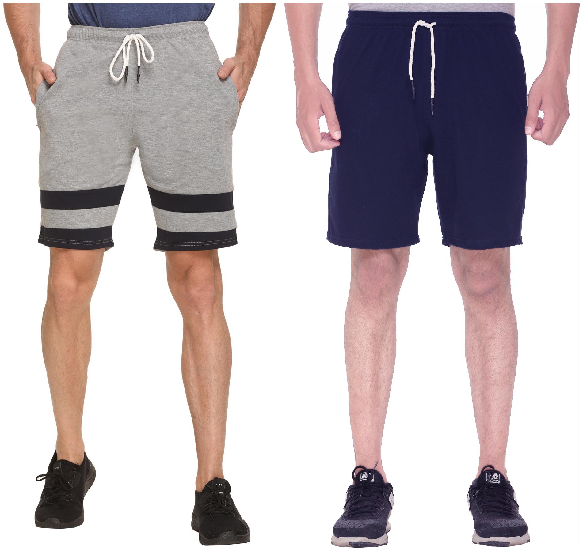 

HVBK Men Blue Grey Regular Fit Regular Shorts