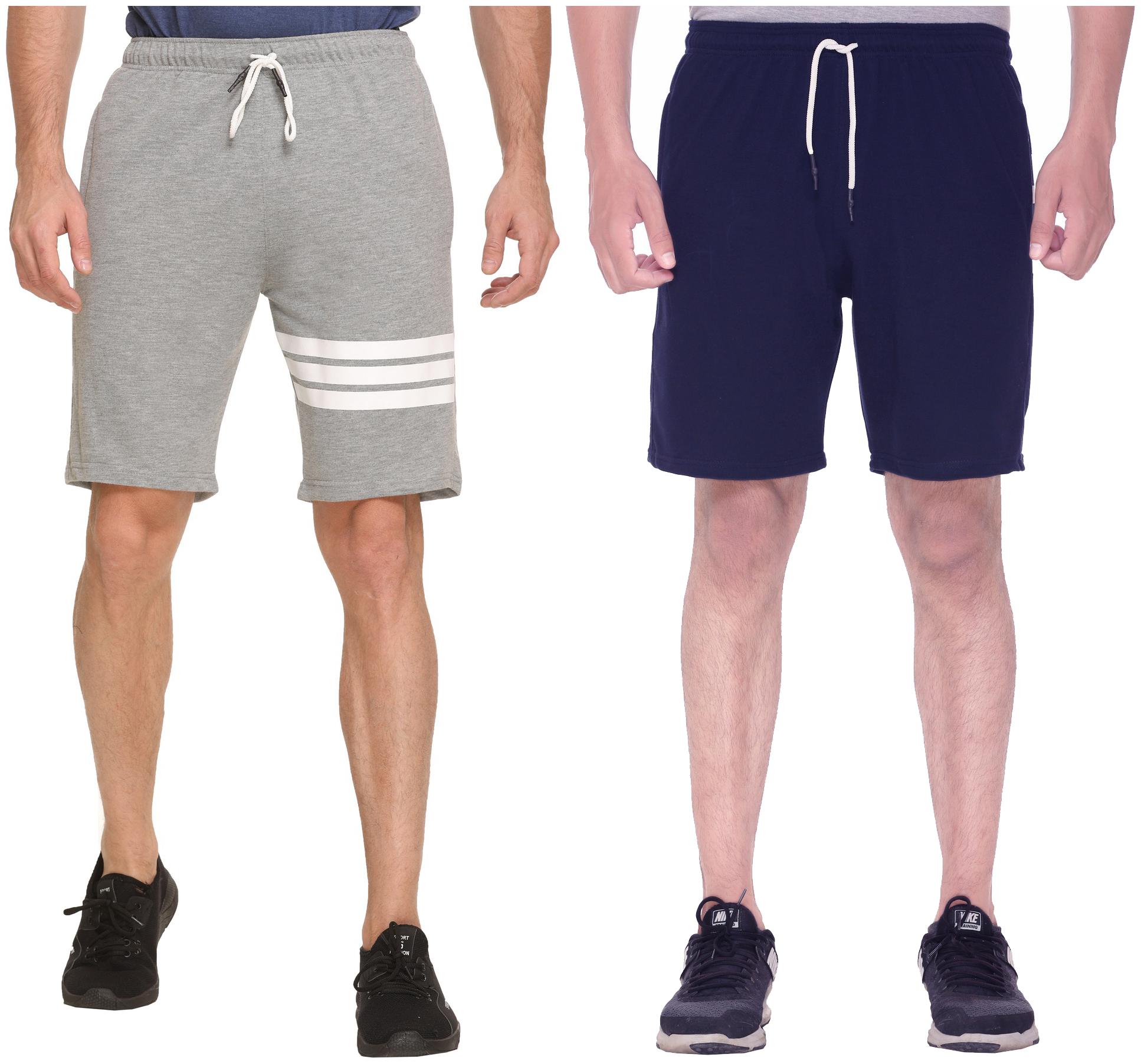 

HVBK Men Blue Grey Regular Fit Regular Shorts