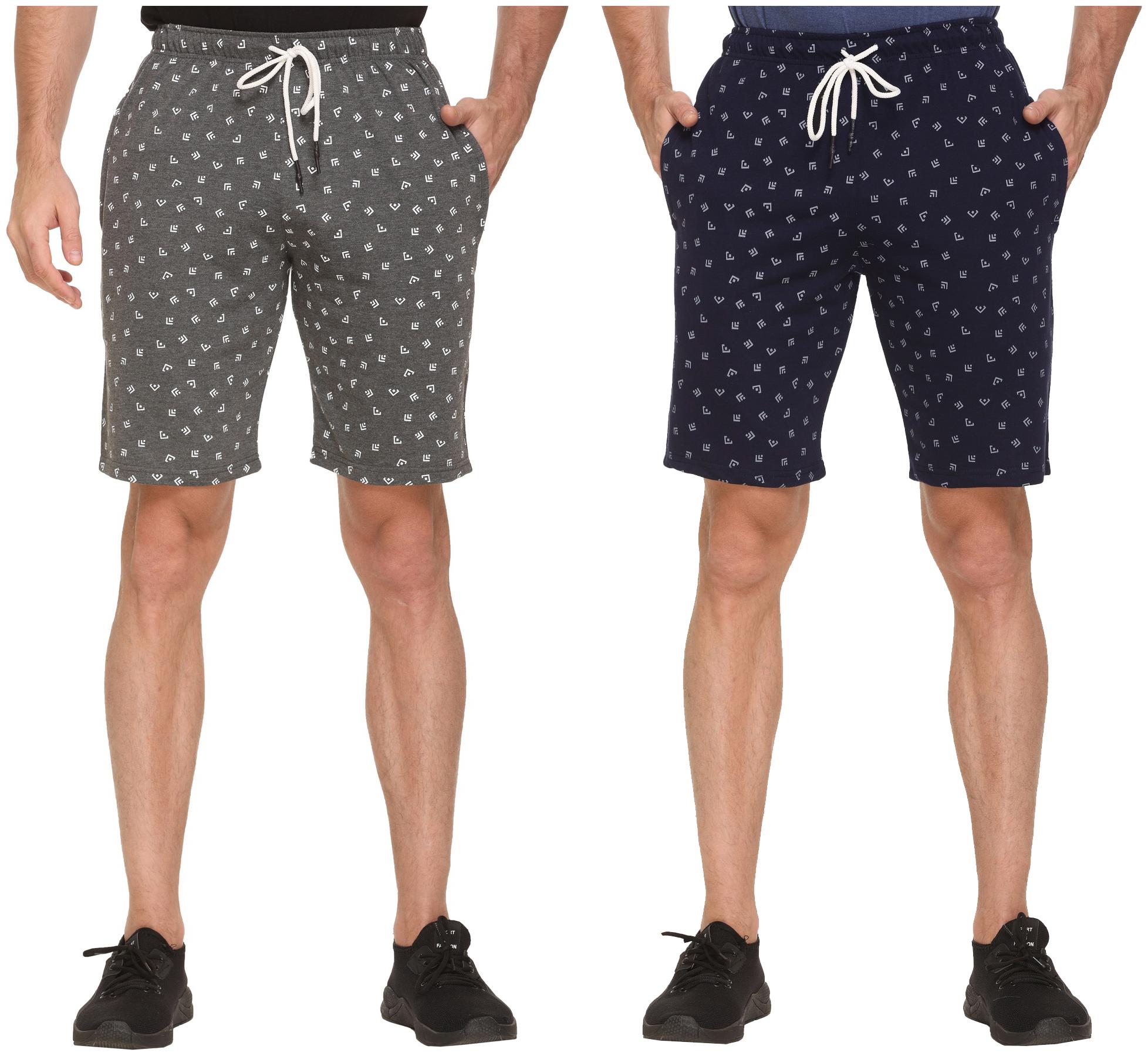 

HVBK Men Blue Grey Regular Fit Regular Shorts